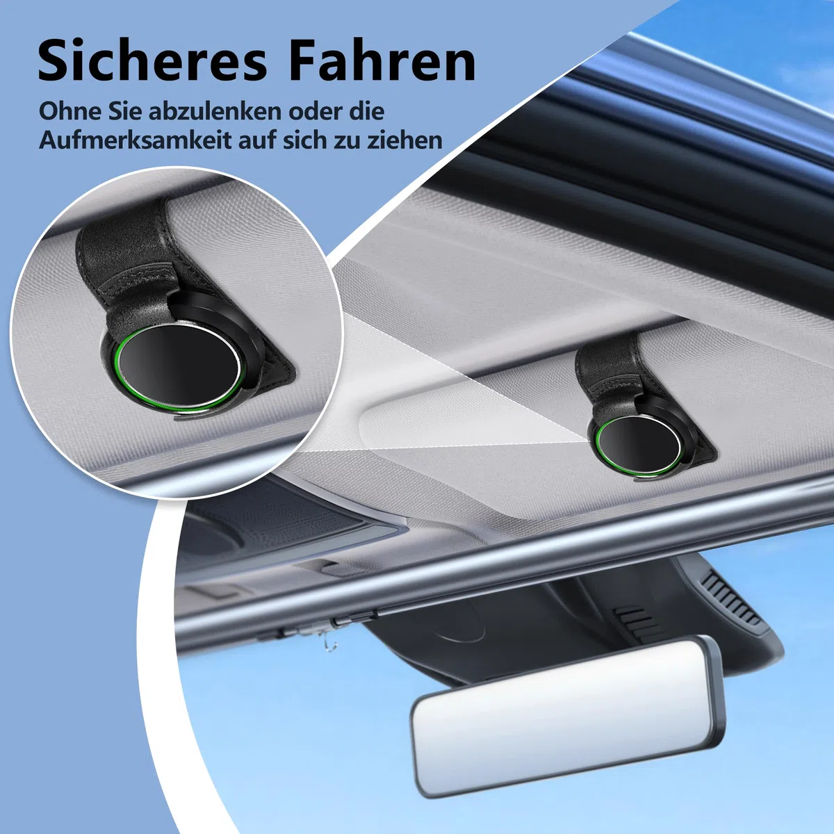 COCASES Halterung kompatibel mit Ooono Co-Driver No2, Sonnenblenden Clip aus Leder für Ooono NO2(Schwarz)