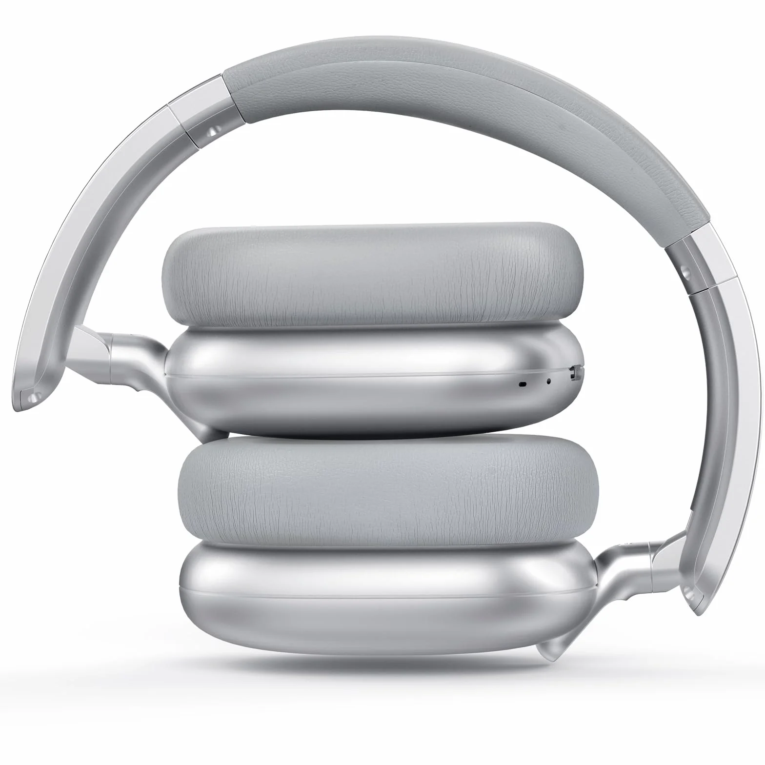C6 Aktive Noise-Cancelling-Kopfhörer, Drahtlose Over-Ear Bluetooth-Kopfhörer, 60 Stunden Spielzeit, Leichtgewicht Faltbare Deep Bass Komfort-Ohrpolster Headset mit Mikrofon für iPad/PC Silber