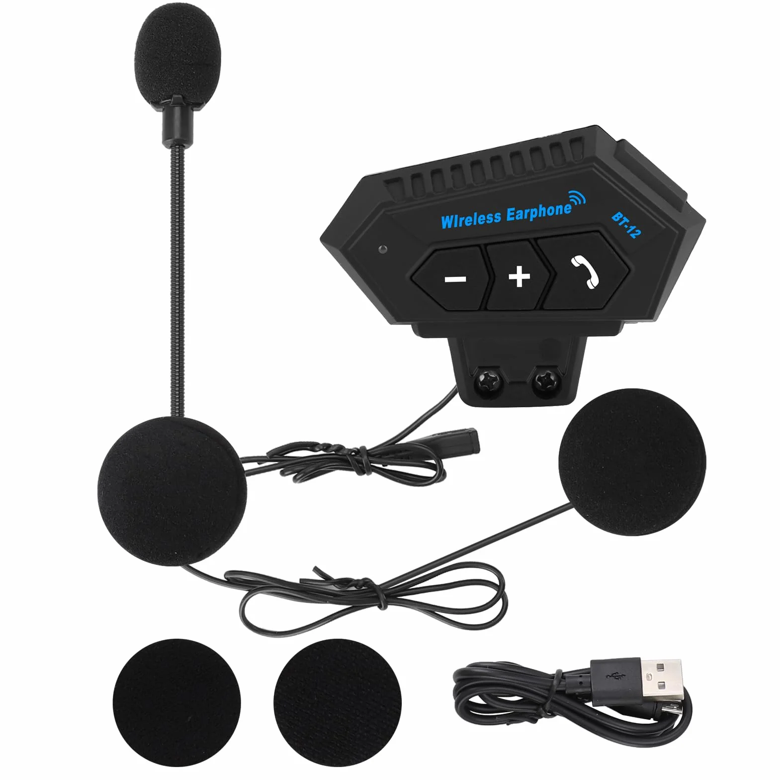 Helm-Headset, BT12 Motorrad Headset, Helm Bluetooth Headset Motorradhelm Headsets Bluetooth Kommunikationssystem für Lautsprecher Freisprechen, Musikanrufsteuerung