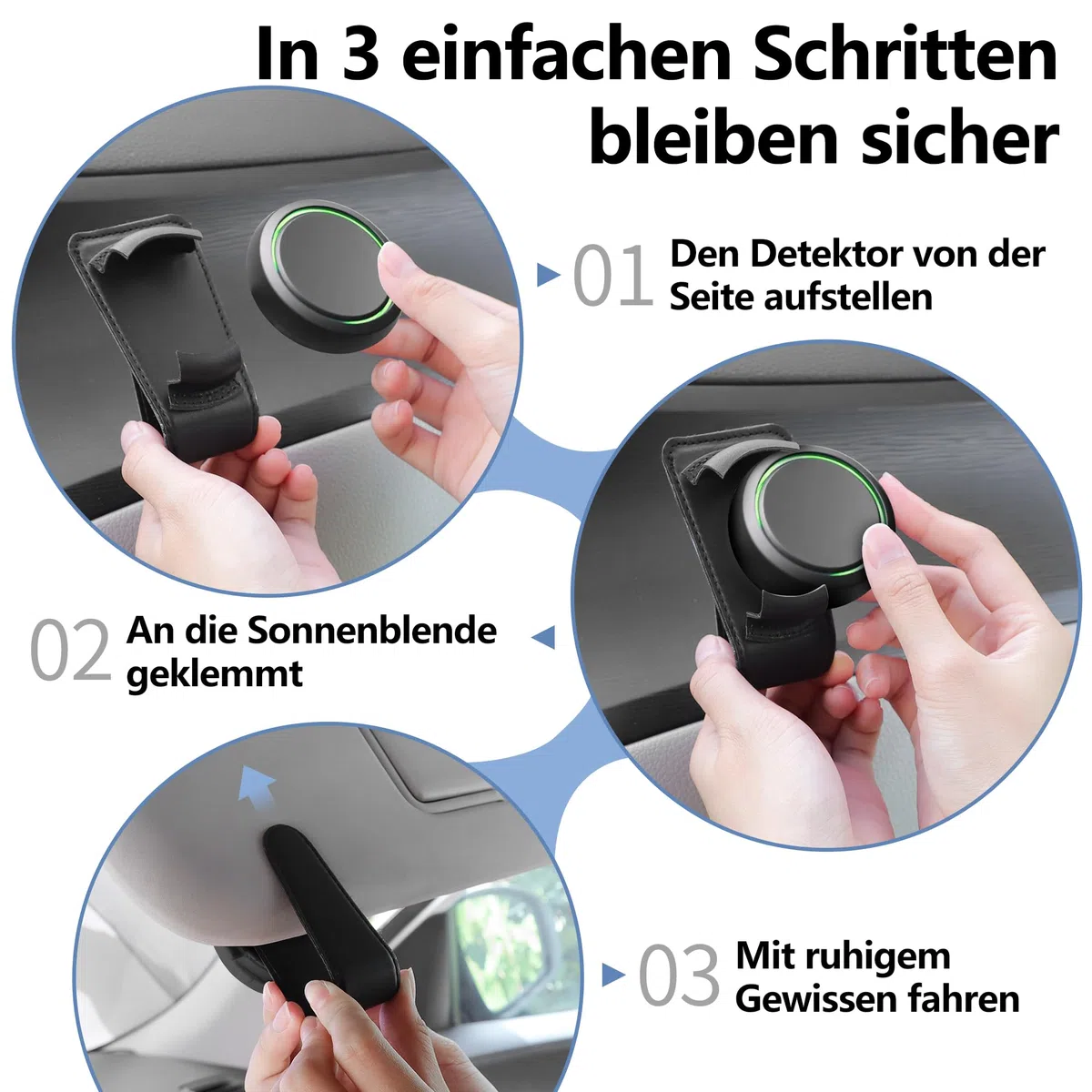 COCASES Halterung kompatibel mit Ooono Co-Driver No2, Sonnenblenden Clip aus Leder für Ooono NO2(Schwarz)