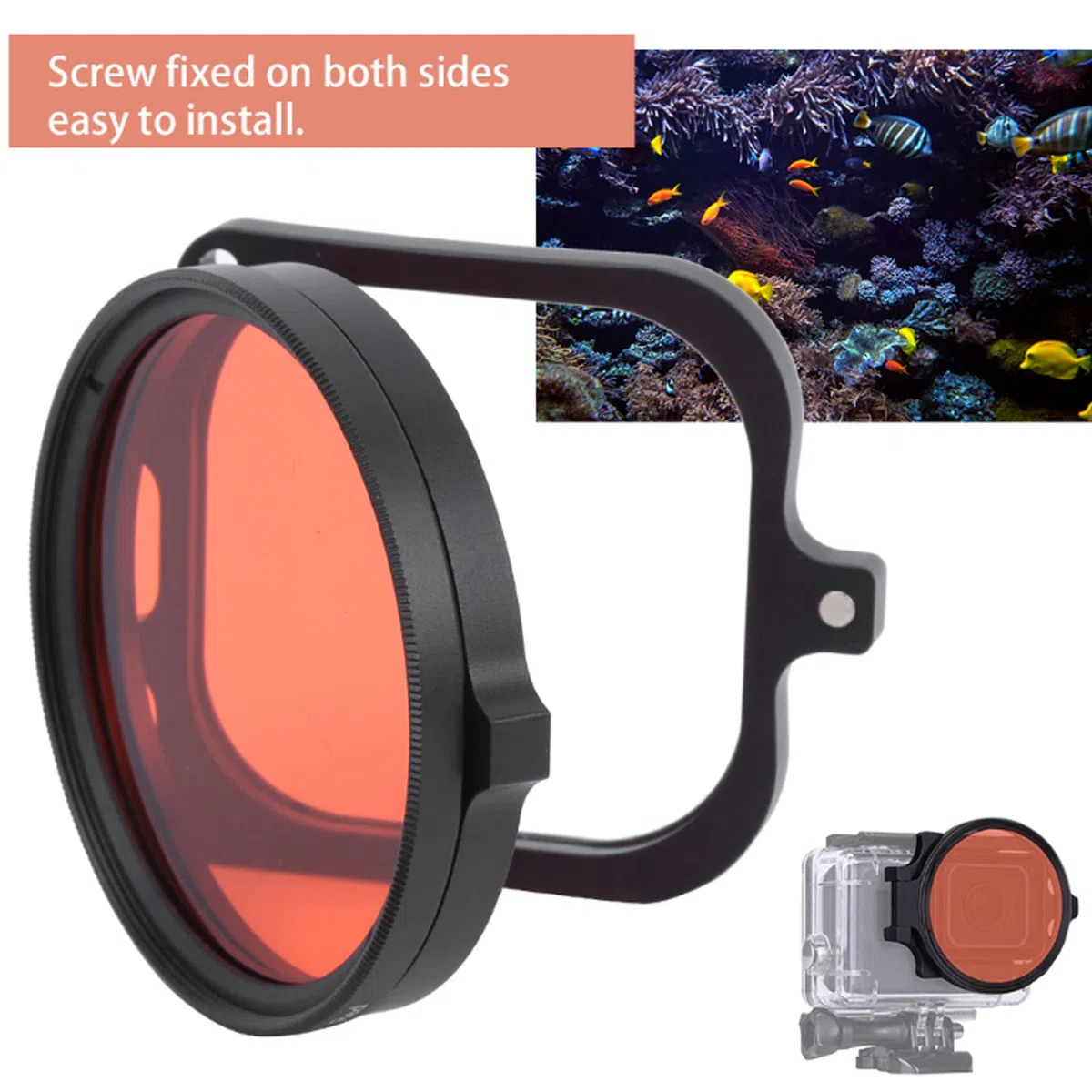 58mm Rotfilter, Action Kamera Tauchfilter mit 16-facher Makro Nahlinse für Hero 9-Sportkamera, Unterwasser Tauchfotografie Zubehör aus Optischem Glas