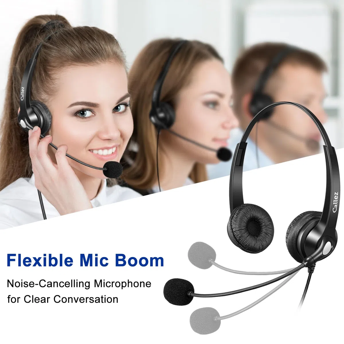 Telefon Headset RJ9 mit Mikrofon Noise Cancelling, Festnetztelefon Kopfhörer Binaural für Cisco 8811 7841 7942G 8841 8845 8851 8861 6851 Büro Call Center IP Telefone Plantronics M10 M22 Amplifier