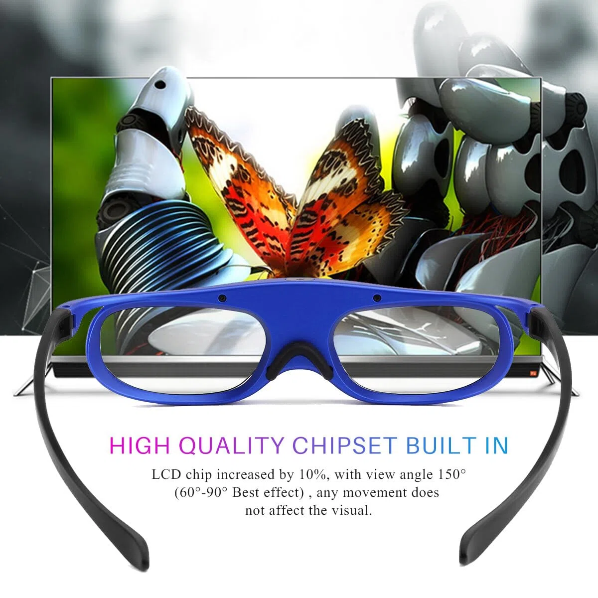 3D-Brille, wiederaufladbare 3D-Aktiv-Shutter-Brille für alle DLP-Link-3D-Projektoren, wiederaufladbare 3D-Brille, kompatibel mit Acer ViewSonic BenQ Optoma Viewsonic DLP-Projektor