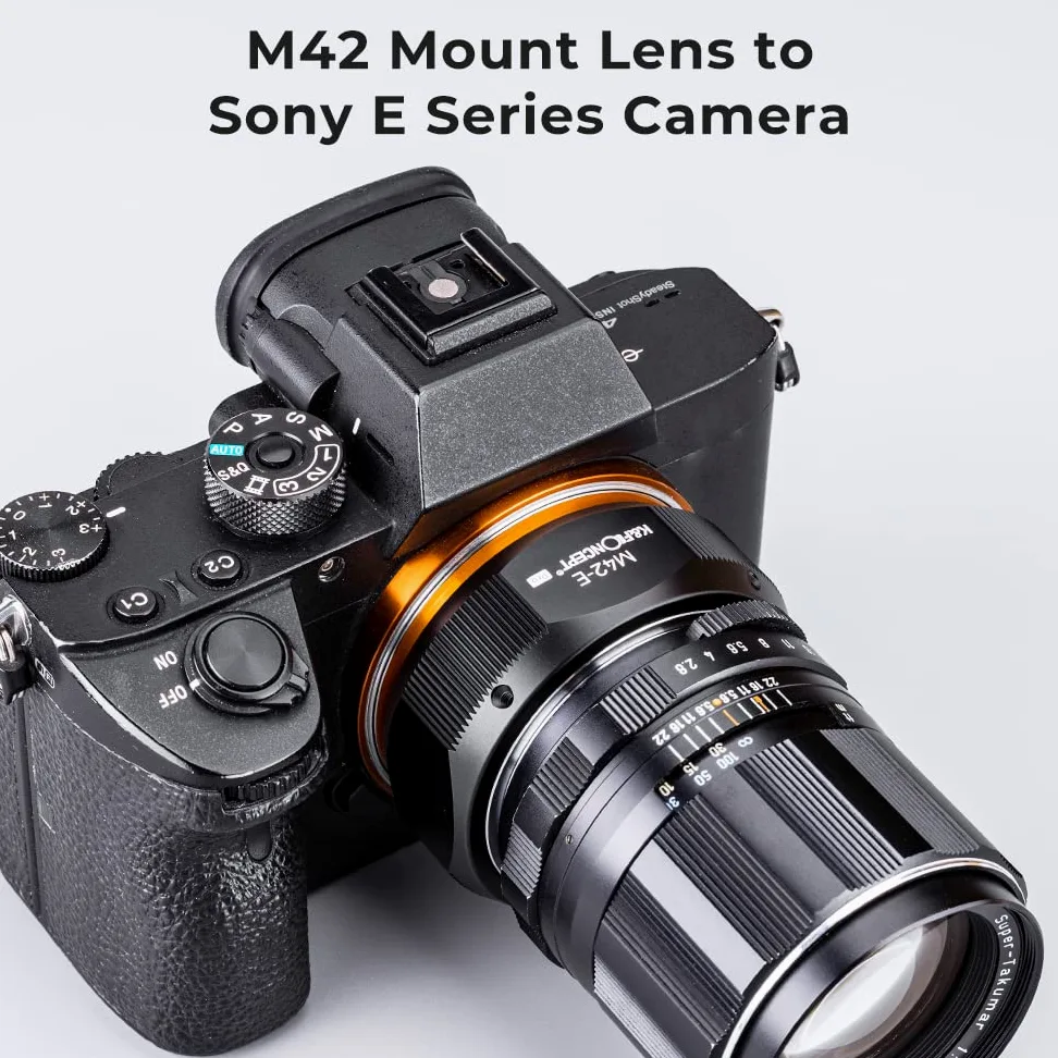 K&F CONCEPT M10105 M42-NEX Hochpräziser Objektivadapter, Sekundäre Oxidation Adapter Ring, Sony NEX Adapter, Objektiv Adapterring für M42 Objektiv auf Sony NEX E-Mount Kamera