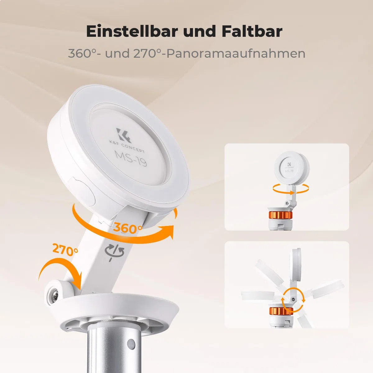 K&F CONCEPT MS19 Magnet Selfie Stick,162CM Handy Stativ mit Abnehmbarer Fernbedienung, Stativ für Smartphone, Mini-Stativ Kompatibel mit iPhone Samsung und Android Handys(Weiß)