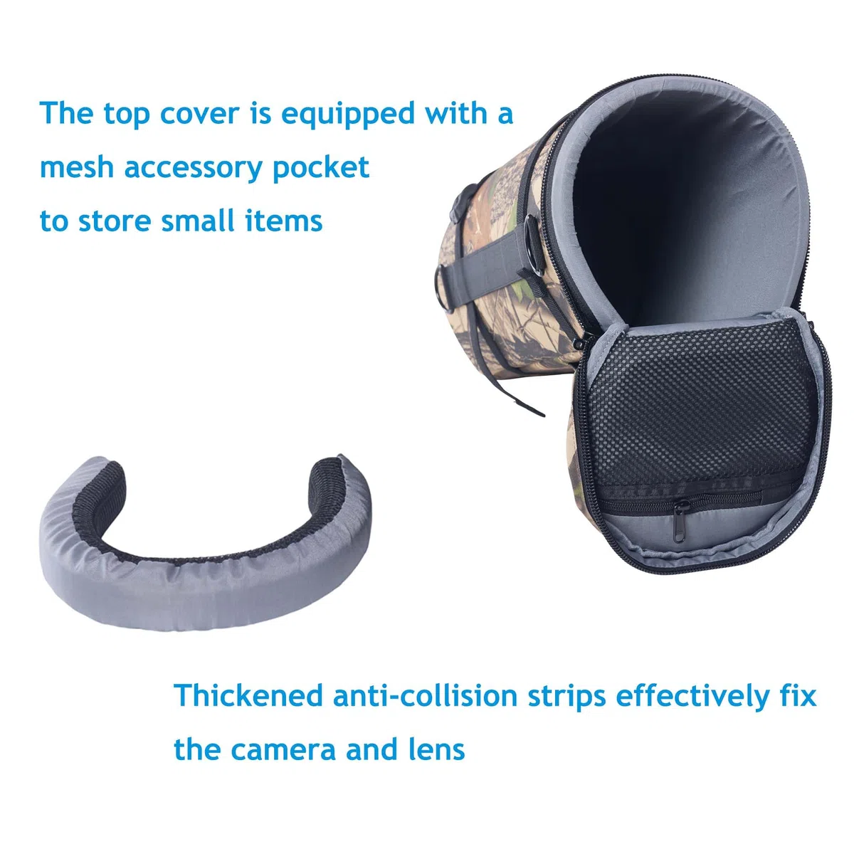 ZZQ&CCF Kameralinsen-Tasche für Sony FE 400–800 mm f/6.3–8 G OSS Super-Tele-Zoomobjektiv, wasserabweisende Objektiv-Reise-Schutzhülle mit Schultergurt, stoßfeste Innenseite, #UCP