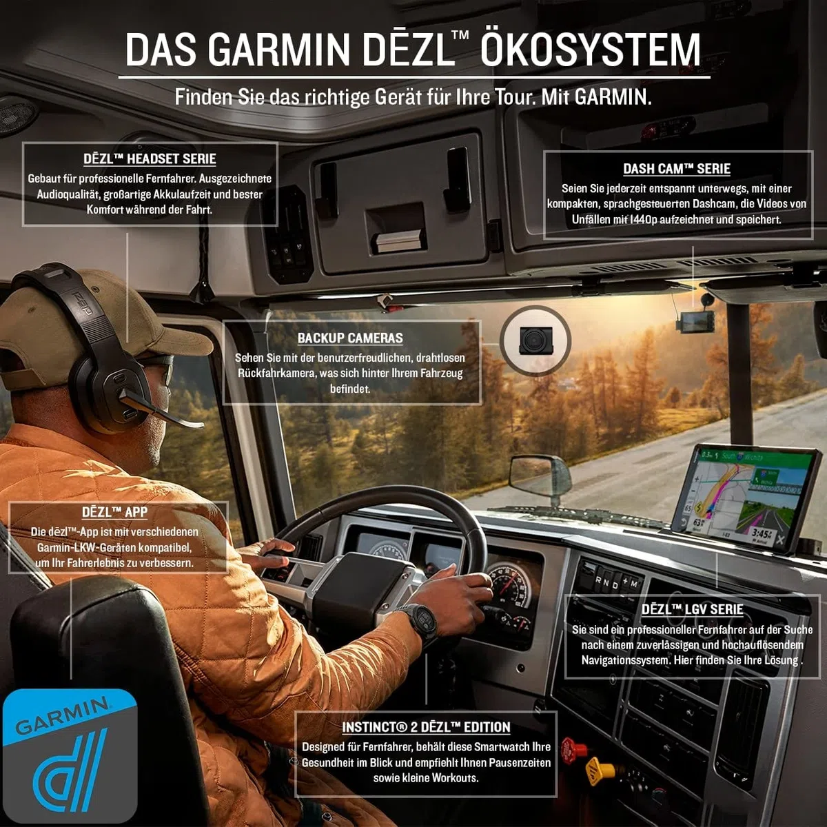 Garmin dēzl LGV 710 MT-D EU – LKW-Navigationsgerät mit Farbdisplay, vorinstallierten EU Karten (46 Länder), fahrzeugspezifischem Routing, Echtzeitdienste & Zielorte mit Satellitenbildern