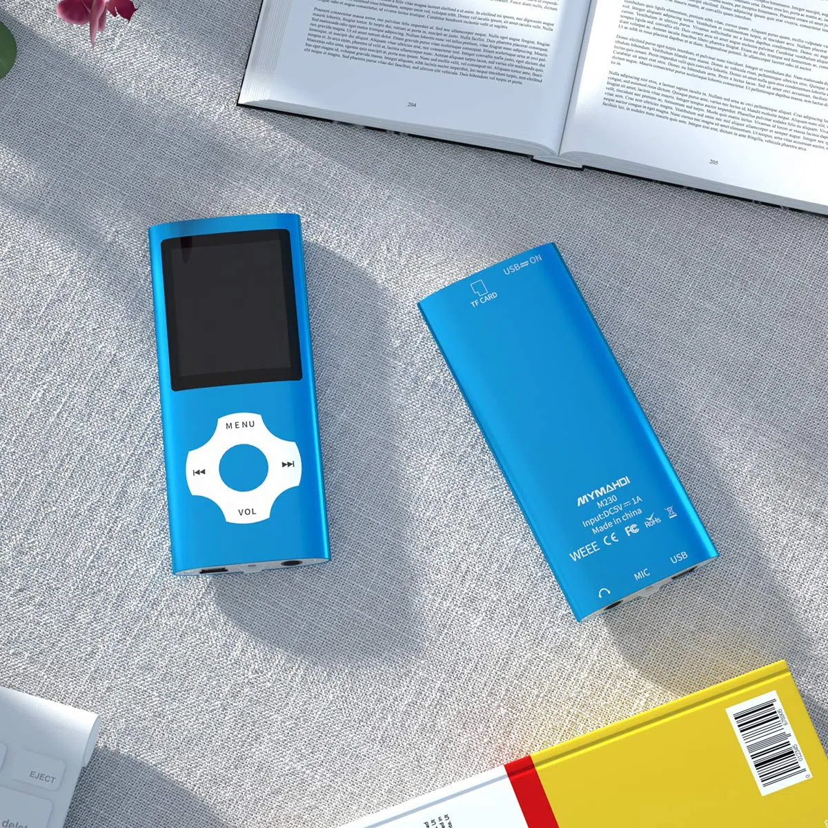 MYMAHDI Bluetooth 5.0 MP3/MP4-Player mit 32 GB Speicherkarte, 1,8 Zoll LCD-Bildschirm, unterstützt bis zu 128 GB, Video/Sprachaufnahme/FM-Radio/E-Book-Reader/Fotobetrachter, Dunkelblau