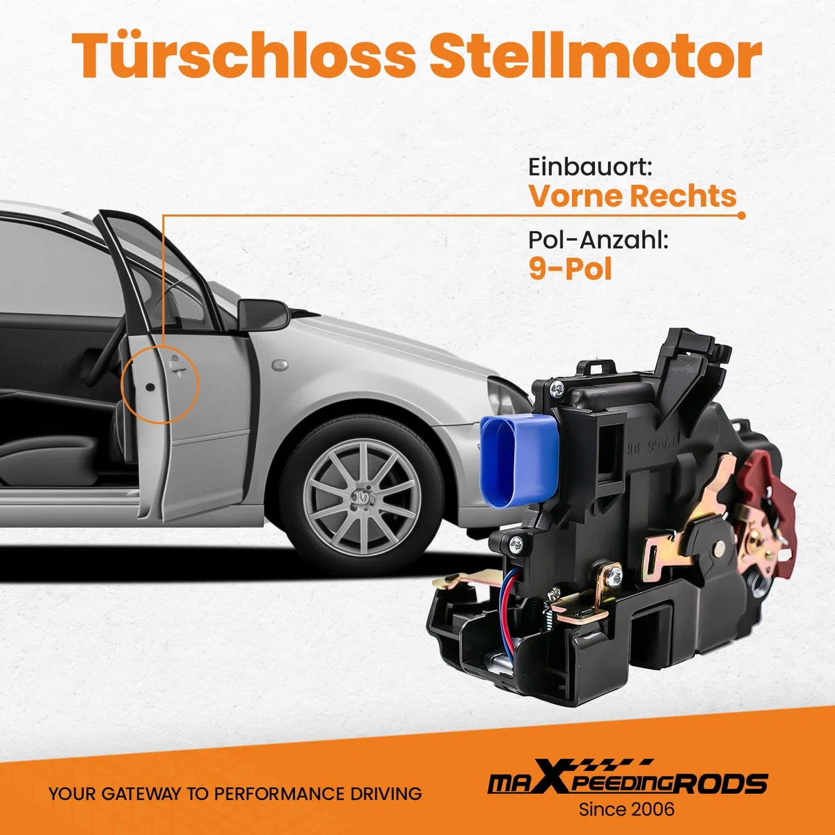 maXpeedingrods Türschloss Vorne Rechts mit Zentralverriegelung für Seat Altea Toledo III für Skoda Octavia II für VW Caddy III Golf Jetta III Phaeton Touareg Touran Hochwertig 3D1837016 3D1837015A