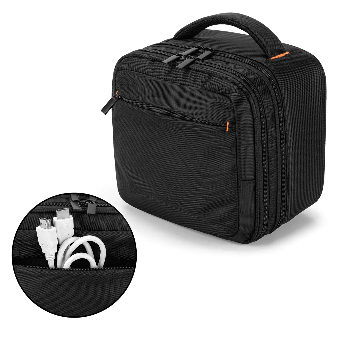 CURMIO Doppelschicht Beamertasche für Mini Beamer, Projektor Tasche Gehäuse, Beamer Tragetasche Kompatibel mit DR.J/QKK und Andere Mini-Beamer und Zubehör (OHNE Beamer UND ZUBEHÖR ENTHALTEN), Schwarz