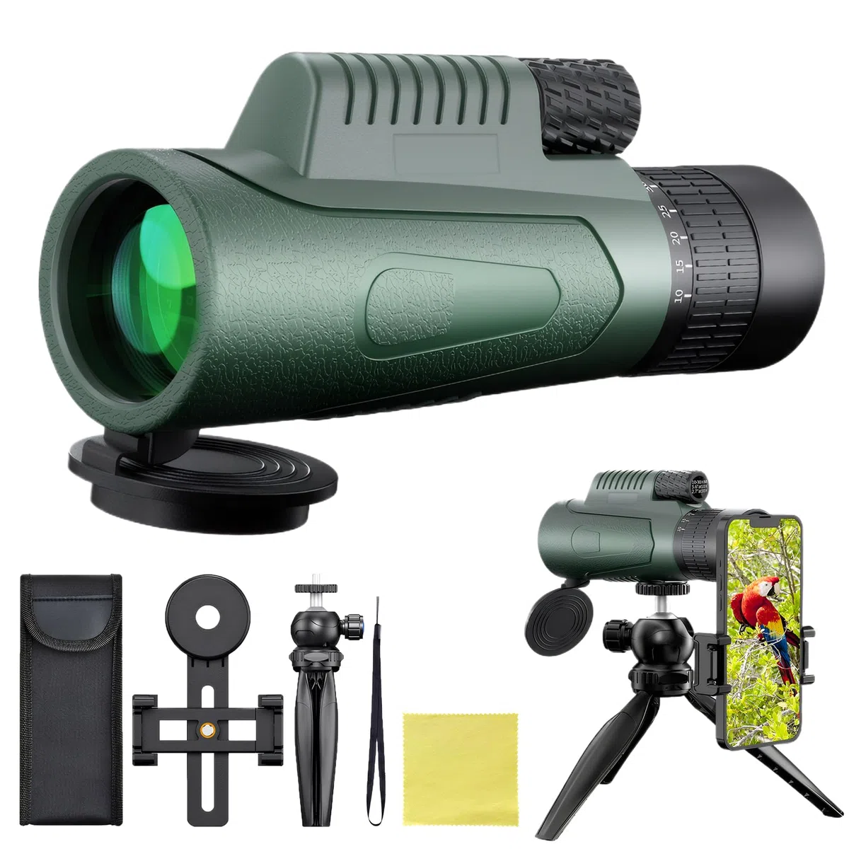 10-30 X 50 Monokular Teleskop Monokular Fernglas BAK4 Prisma Mehrschichtige Linsen Mit Stativ Handy-Clip Wasserdicht Fernglas Klein für Vogelbeobachtung Wandern Jagen Spiel Ansehen