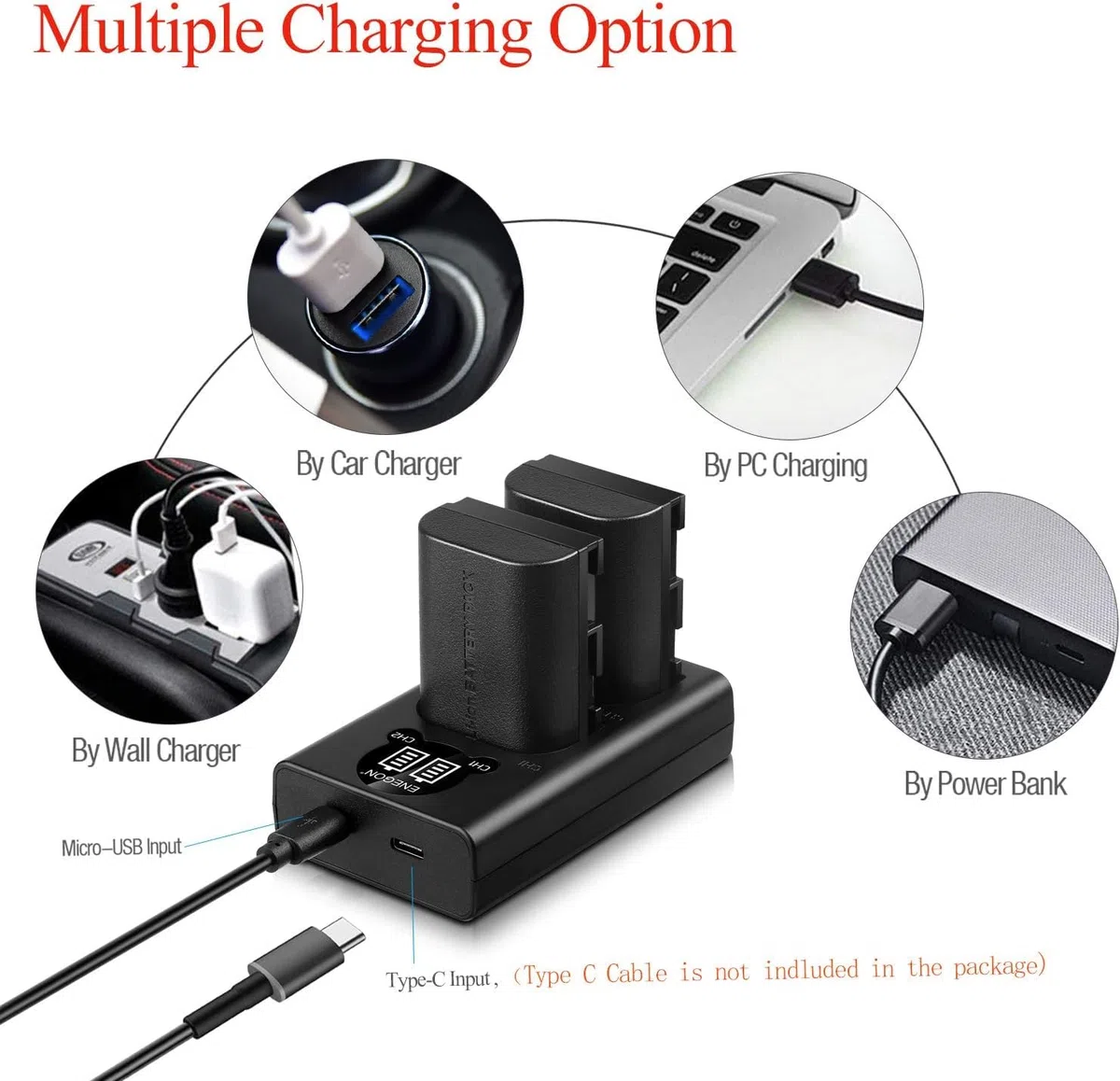 ENEGON LP-E6 Ersatzakku (2 Stück) und Smart LED Dual USB Ladegerät für Canon LP-E6, LP-E6N und Canon EOS 5D Mark II/III/IV, 5DS, 5DS R, 6D, 7D, 7D Mark II, 60D, 70D, 80D und mehr