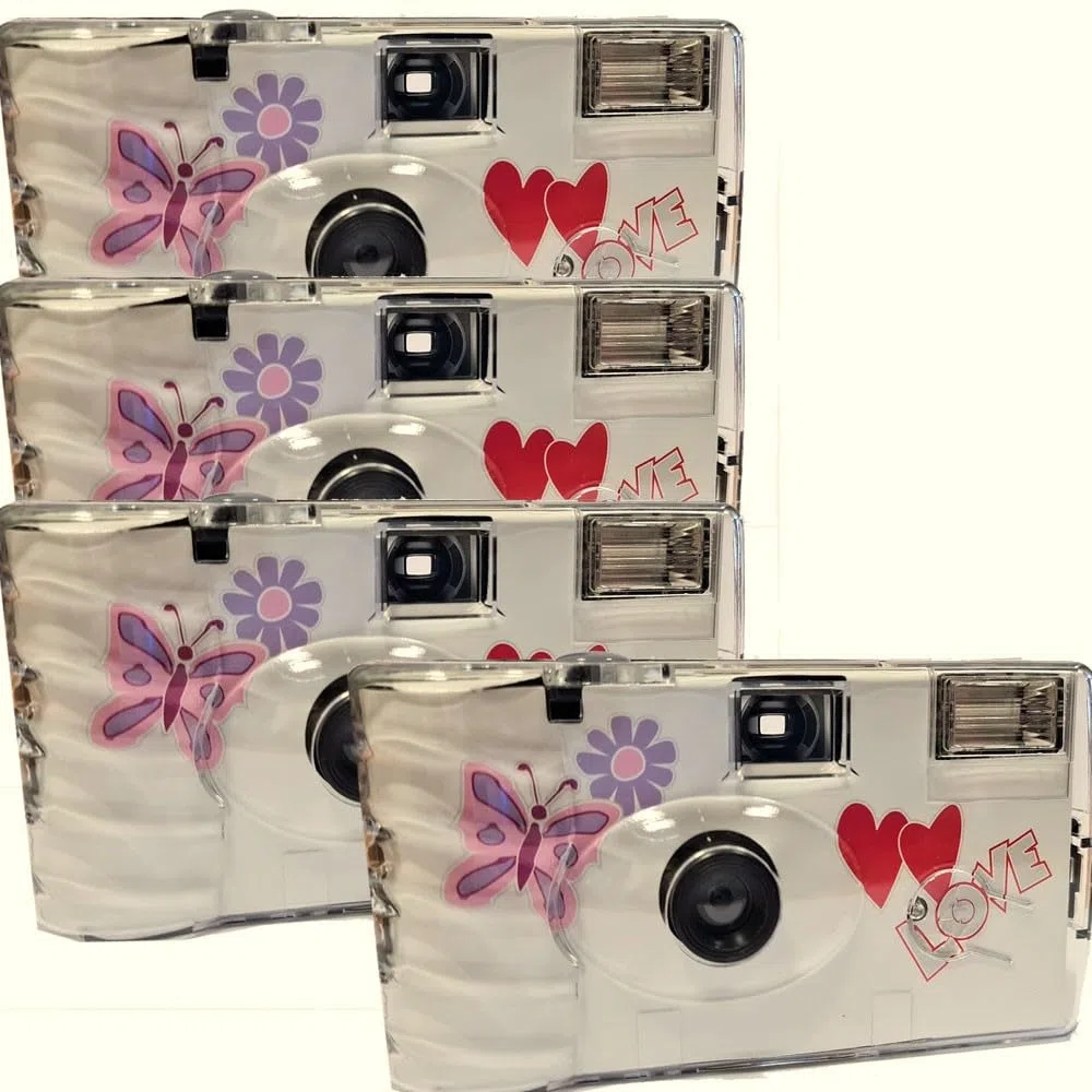 4X 1A Photo PORST Einwegkamera Hochzeit Schmetterling je 27 Aufnahmen
