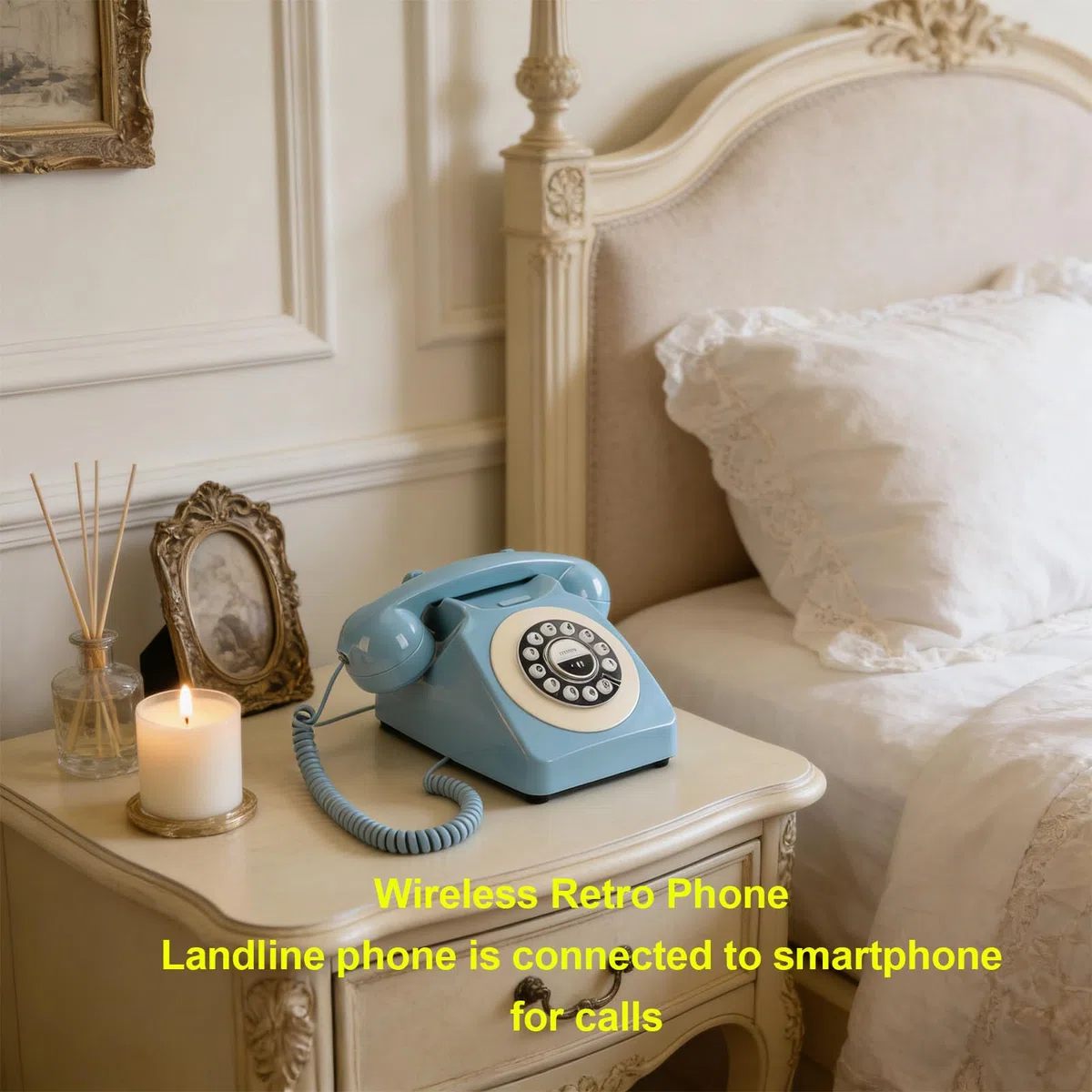 Bluetooth-Retro-Telefon, Vintage-Tischtelefon mit USB-Ladefunktion, Freisprechfunktion und Musikwiedergabe für das Homeoffice (Blue)