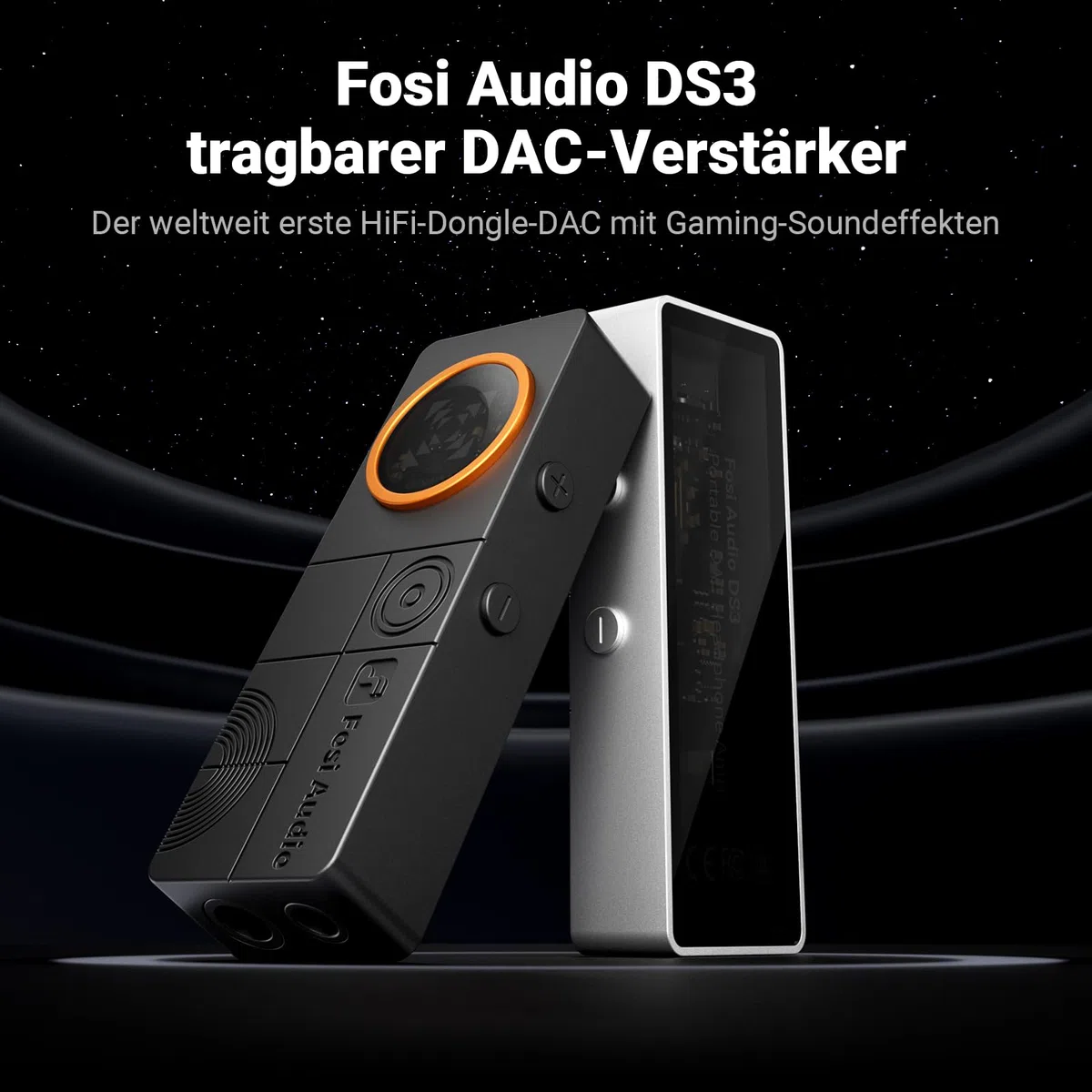 Fosi Audio DS3 USB-C DAC-Verstärker-Dongle, Tragbarer Kopfhörerverstärker mit Gaming 7.1 Spatial Audio,ES9039Q2M XMOS POWERED, DSD512, 3,5 mm Single 4,4 mm Symmetrisch für PC/Telefon/PS5/Switch,Silber