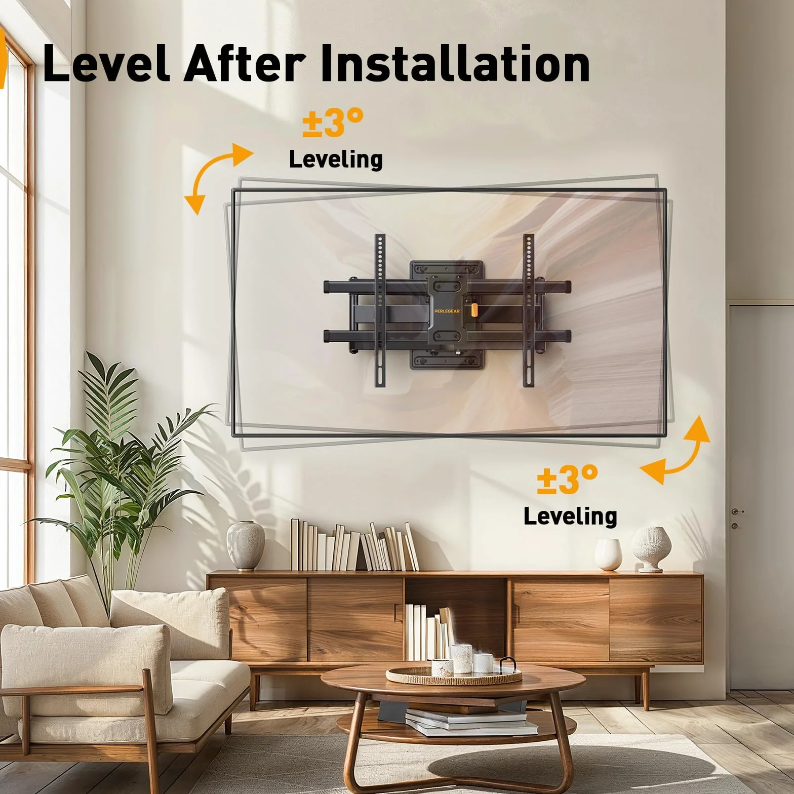 Perlegear TV Wandhalterung für 32-85 Zoll TVs bis zu 60 kg, Schwenkbar Neigbar Wandhalterung Fernseher, Fernseher Halterung mit werkzeugfreier Neigung, Max VESA 600x400mm, PGLF6