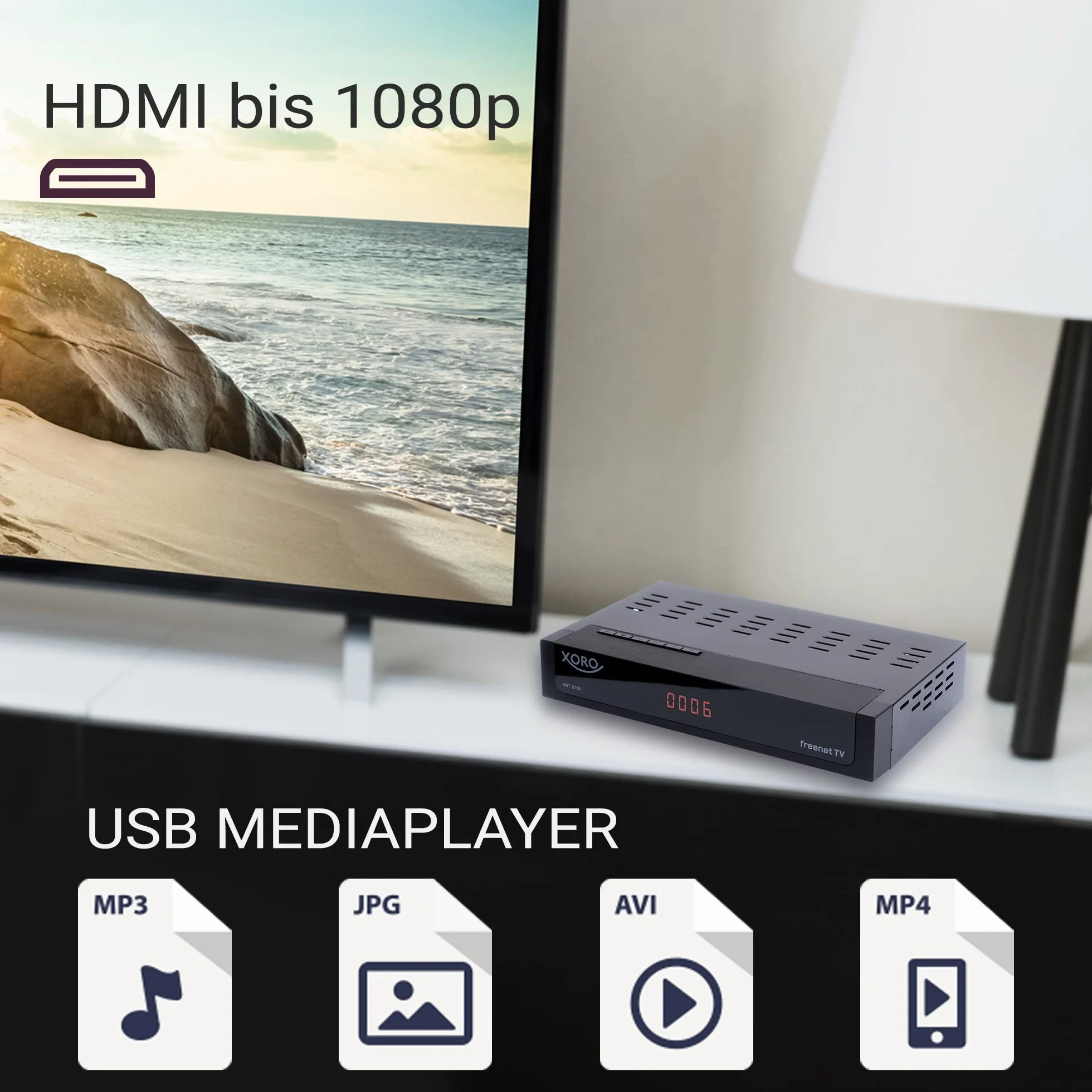 Xoro HRT 8730 DVB-C Kabelreceiver mit USB 2.0 Mediaplayer, PVR Ready, Timeshift, für alle Kabelnetze geeignet, schwarz