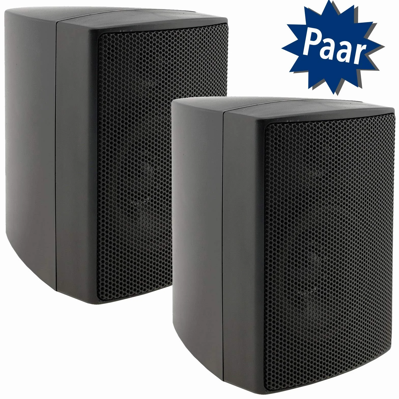 ChiliTec 2-Wege Lautsprecher Schwarz, Paar, Wand-Lautsprecher für HiFi Stereoanlage Heimkino, 40Watt 8Ohm