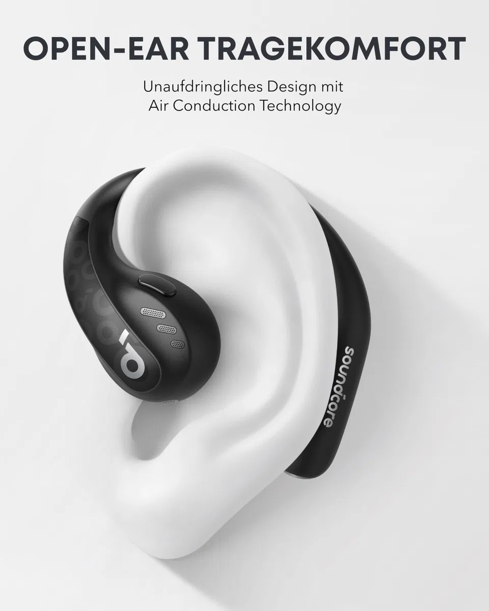 soundcore by Anker AeroFit Pro Open-Ear Kopfhörer, Ultra leicht, Bequem, Ergonomisches Design, Intensiver Sound LDAC, Bluetooth 5.3, IPX5 Wasserschutz, 46h Akku, App, Kabellos
