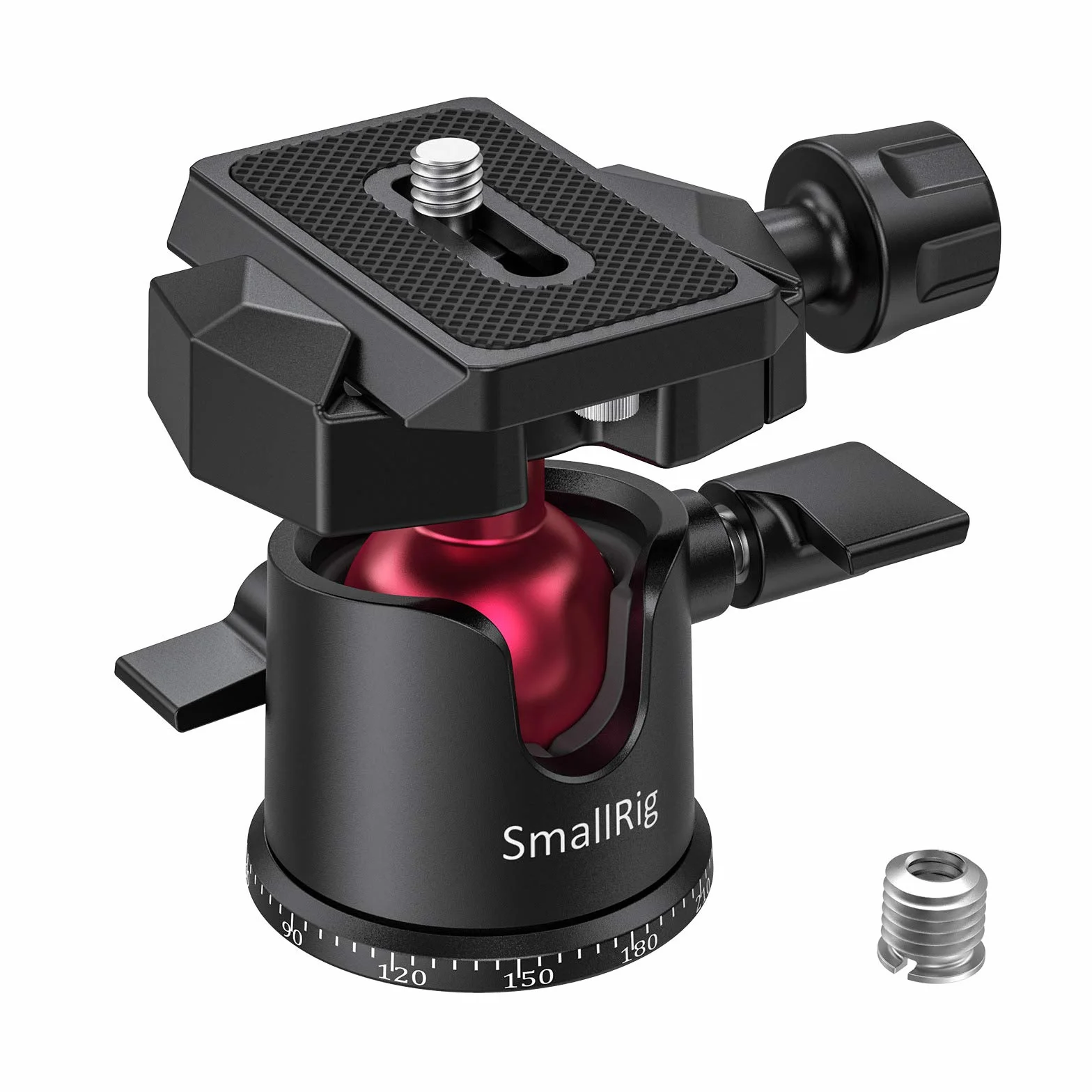 SMALLRIG Mini-Kugelkopf 360° Panorama mit 1/4" Schraube 3/8" Gewindehalterung und Schnellwechselplatte Metall-Kugelgelenk für Einbeinstativ, DSLR, Telefon, Gopro, max Belastung 4.4lbs/2kg - 2665
