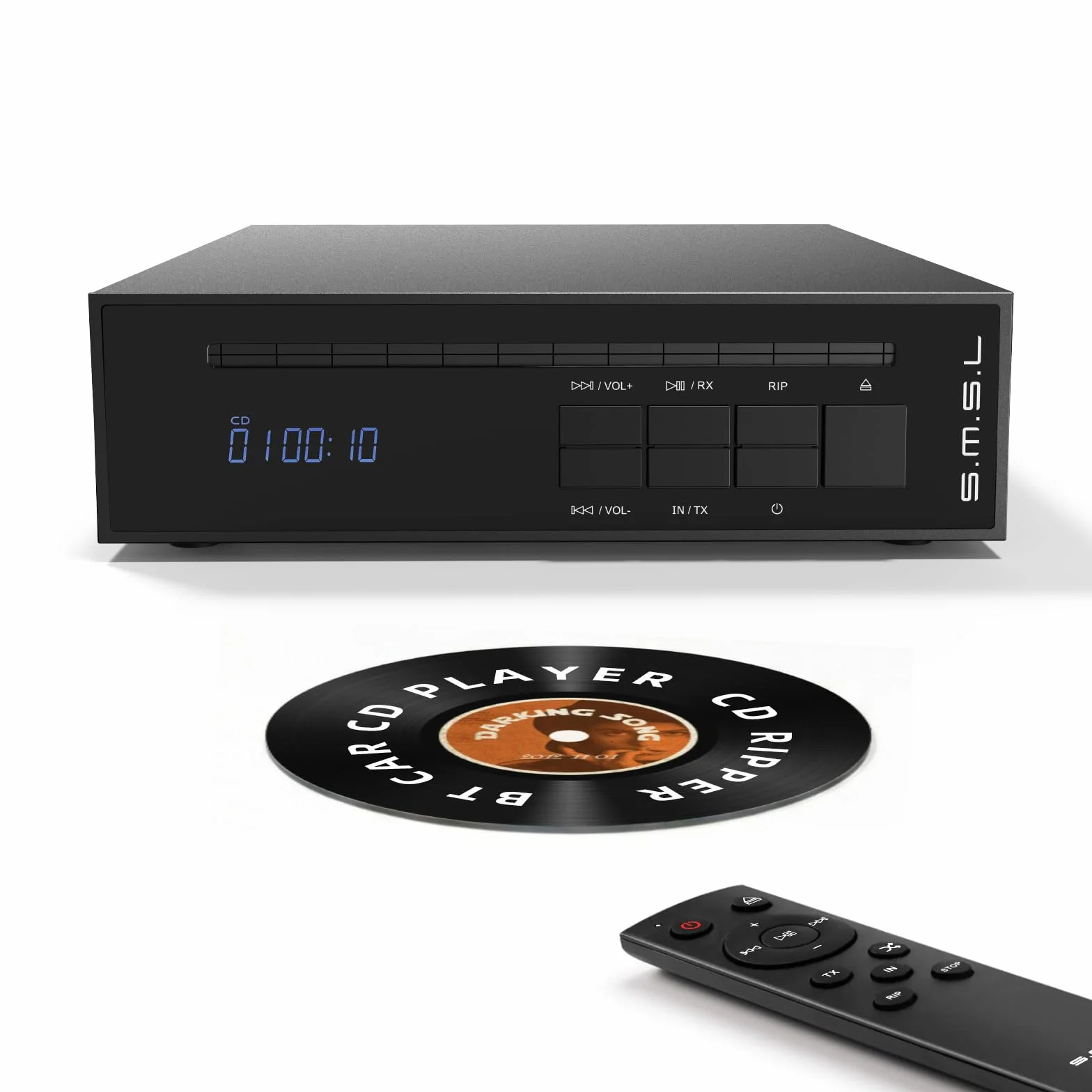 SMSL PL20 HiFi CD-Spieler für Zuhause, CD-Ripper, Bluetooth-Autoradio-CD-Player, 2×CS43131-Chip, USB-Stick/Bluetooth-Eingang, RCA/BT/3,5mm/4,4mm Symmetrisch/Optisch/Koaxial Digitaler Ausgang (Schwarz)