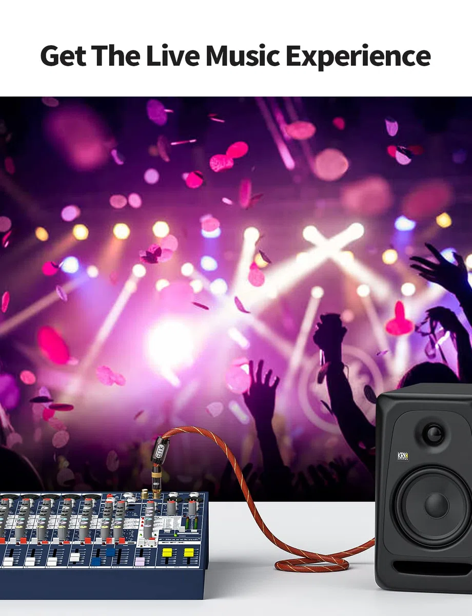 EMK Subwoofer Kabel, Digitales Koaxialkabel RCA zu RCA, Doppelt Geschirmt mit Vergoldeten Steckern, Orange (2m)