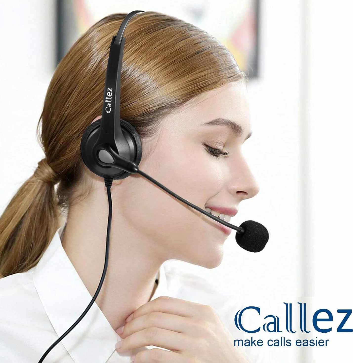 Telefon Headset RJ9 mit Mikrofon Noise Cancelling, Festnetztelefon Kopfhörer Binaural für Cisco 8811 7841 7942G 8841 8845 8851 8861 6851 Büro Call Center IP Telefone Plantronics M10 M22 Amplifier