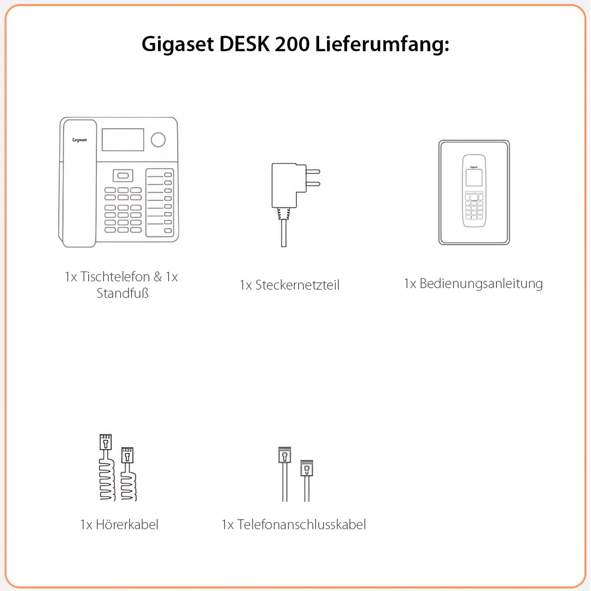 Gigaset Desk 200 - Schnurgebundenes platzsparendes Telefon mit elastischem Kabel - 10 Kurzwahleinträge - Wahlwiederholung - MFV- oder Impulswahl einstellbar, schwarz [Deutsche Version]