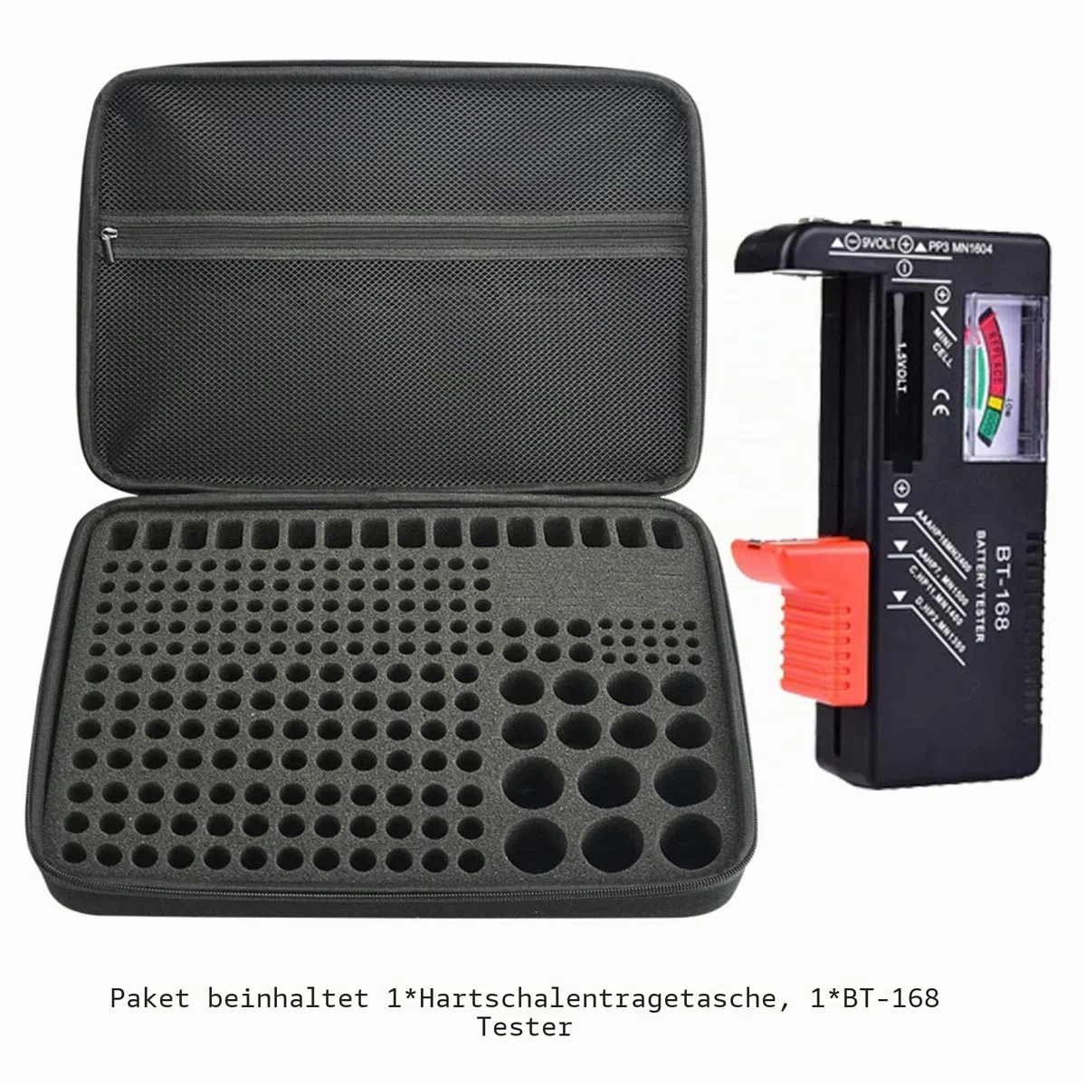 Kixda Batteriegehäuse, 250+ Steckplätze, große Organizer-Aufbewahrungsbox, Halterung für 2 A, 3 A, 4 A, C, D, 9 V, 3 V Lithium-Knopfbatterien (inklusive Tester, ohne Batterien)