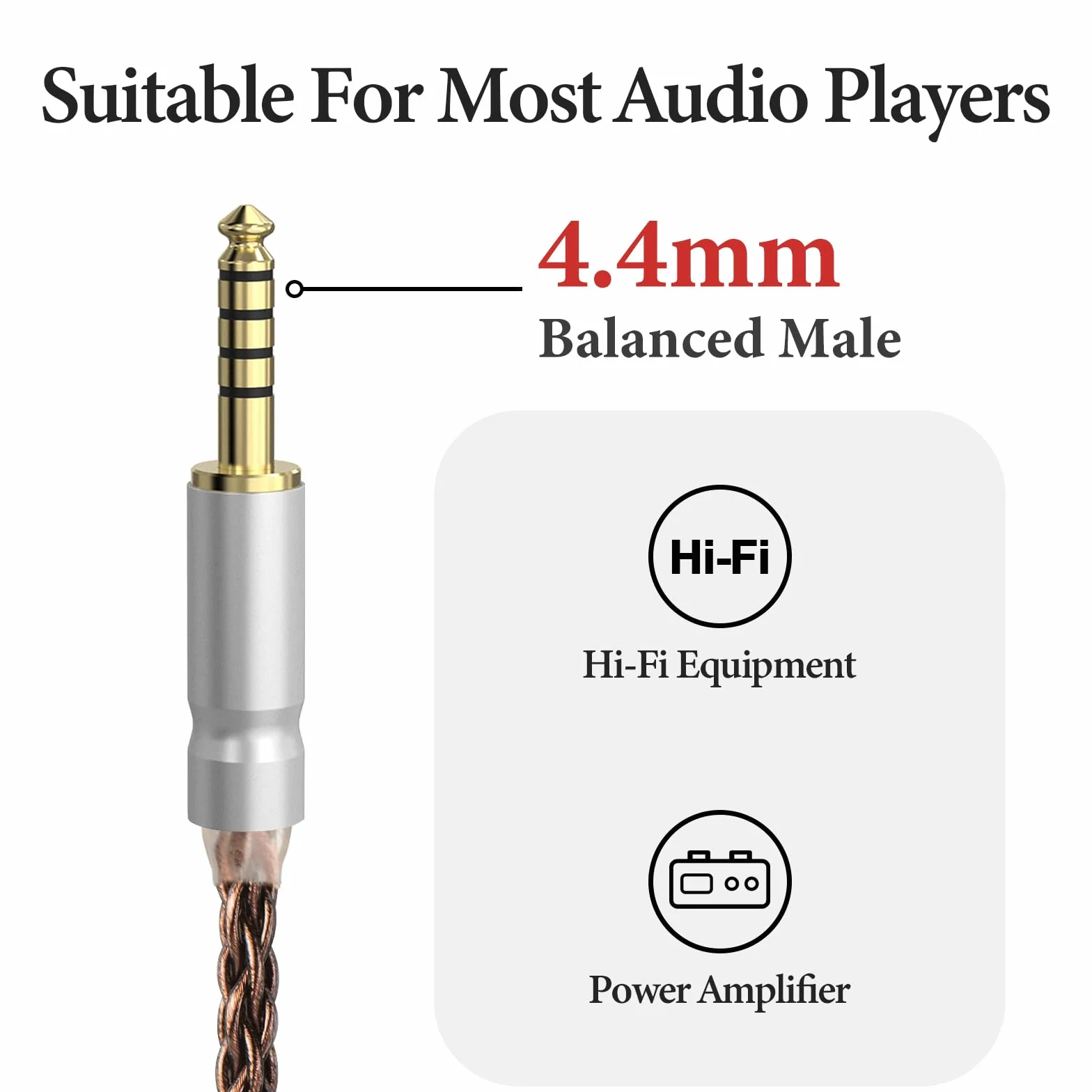 GEEKRIA Apollo 6NOCC Kupfer Upgrade-Audiokabel kompatibel mit Sony WH-1000XM6/1000XM5/1000XM4, 4,4 mm auf 3,5 mm Ersatzkabel für Kopfhörer (9,8 ft / 3 m)