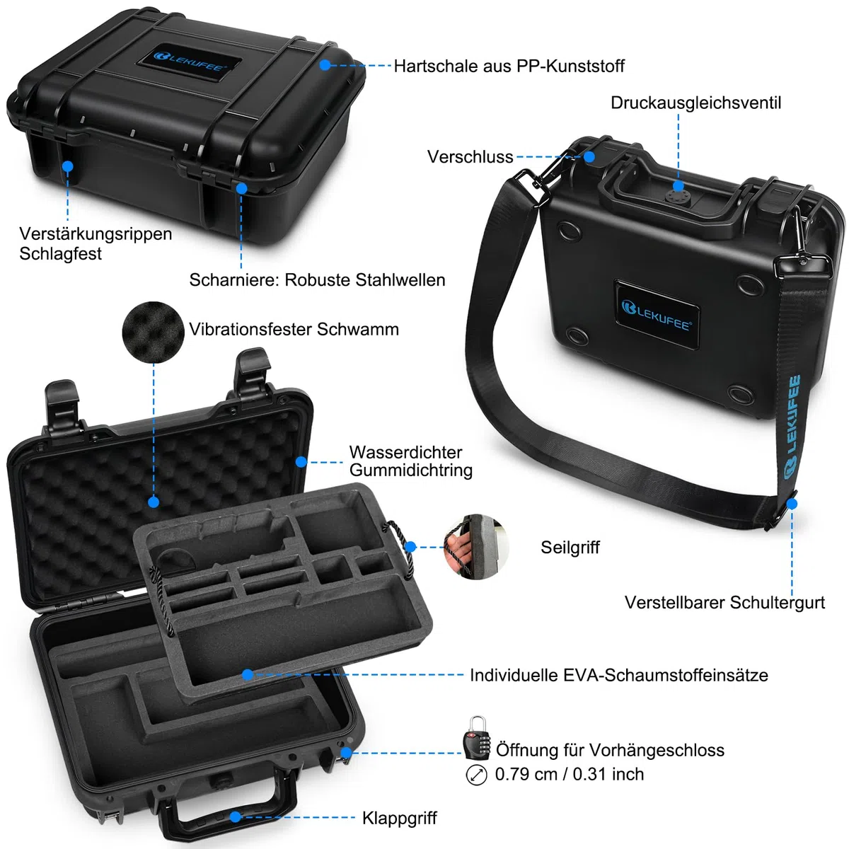 LEKUFEE Tragbare wasserdichte Tragetasche für Insta360 X5/X4 Air/X4/x3,Must-Have-Bundle,Starter-Bundle und Zubehör (nur Koffer)