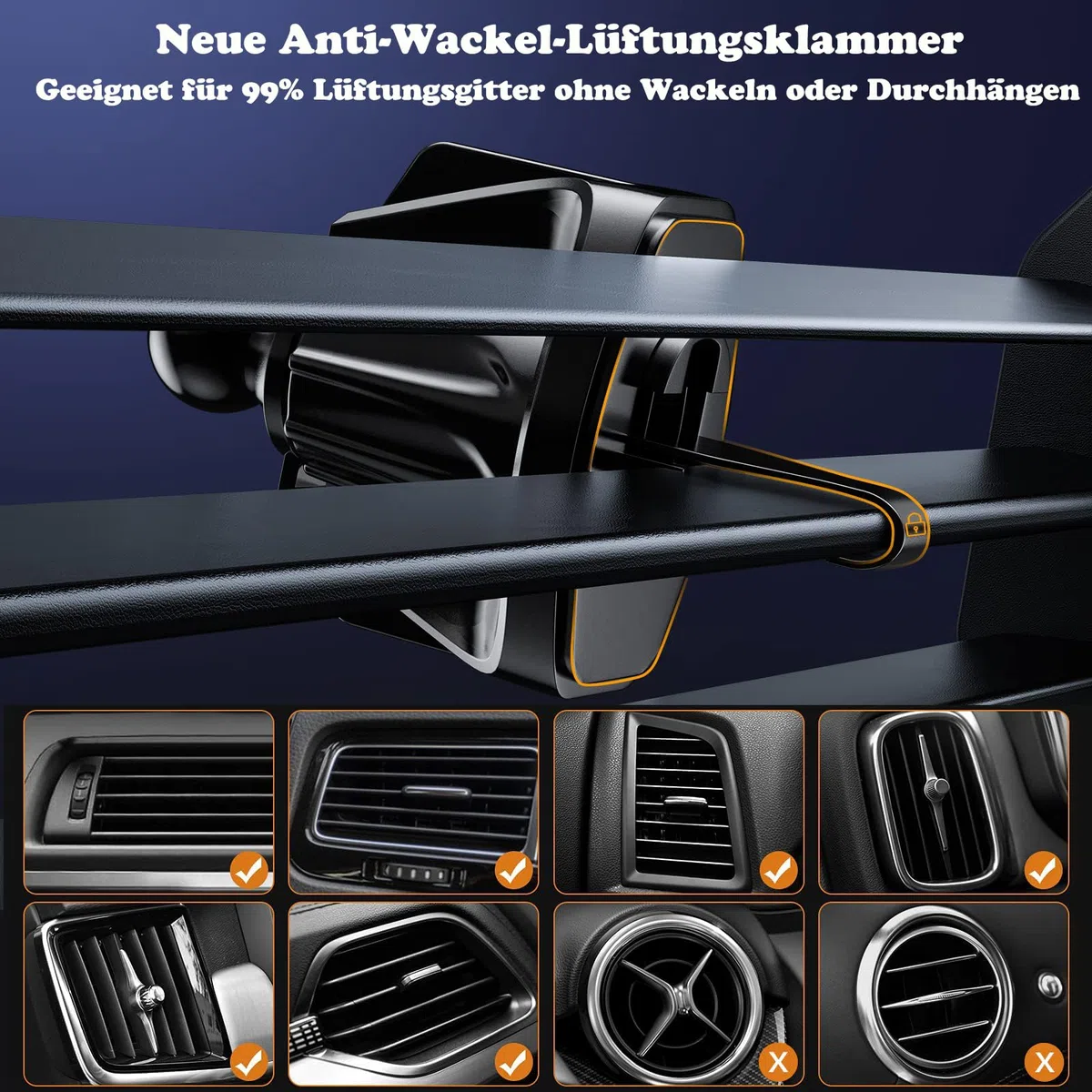 15W Handyhalterung Auto mit Ladefunktion,【induktiver Schalter】 Qi Induktive Ladestation Auto Kfz Ladegerät Zubehör Wireless Charger Car für jedes Mobiltelefon (Schwarz)