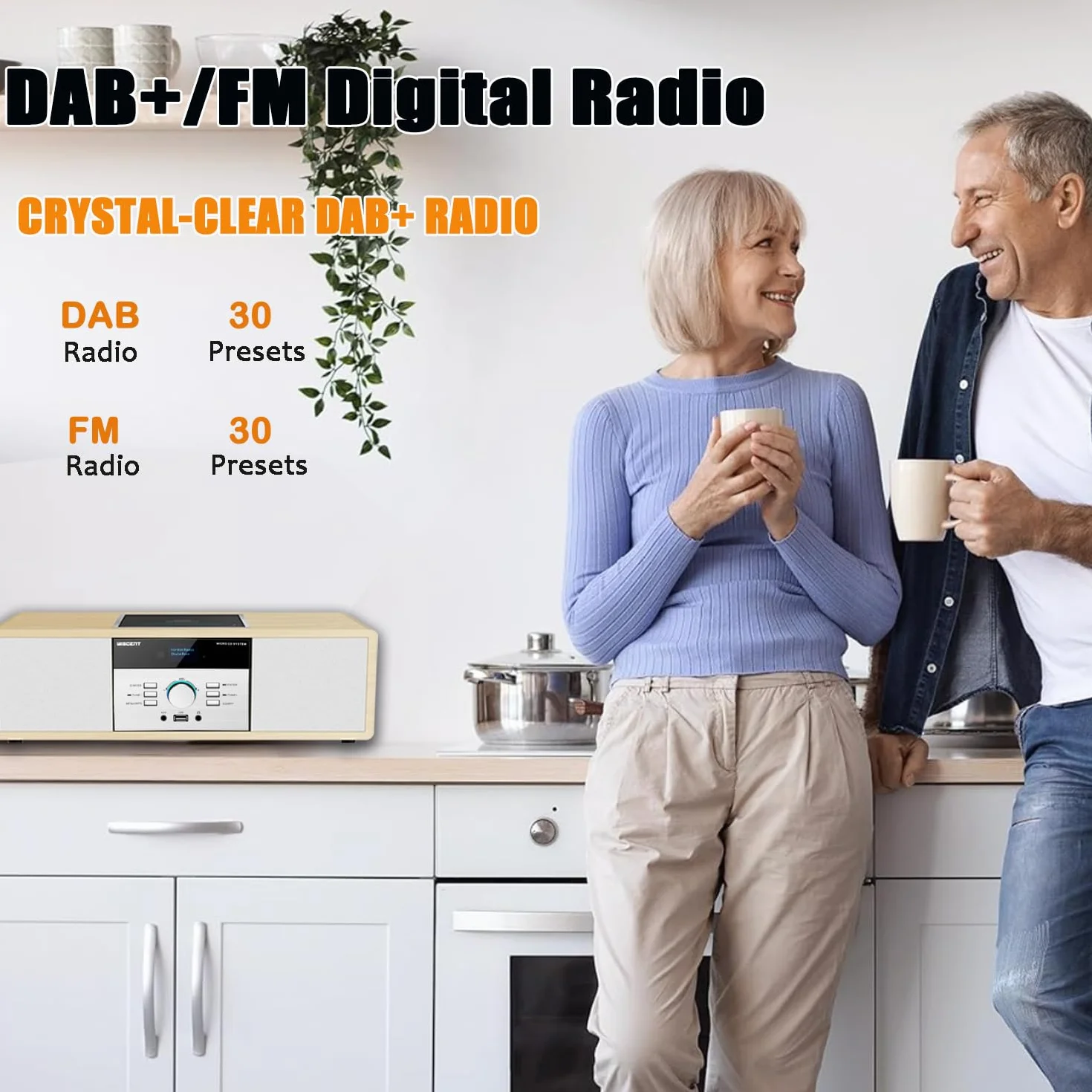 DAB Radio mit CD Player, Vintage-HiFi-Musiksystem aus Holz mit Bluetooth, DAB+, UKW-Radio, AUX- und USB-Eingang, Fernbedienung, Kompaktradio und Stereoanlage