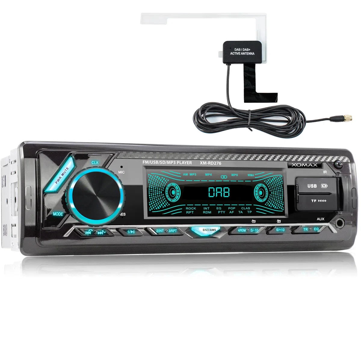 XOMAX XM-RD276 Autoradio mit DAB+ Tuner und Antenne I FM RDS I Bluetooth Freisprecheinrichtung I 2X USB, microSD, AUX I 7 Farben I 1 DIN