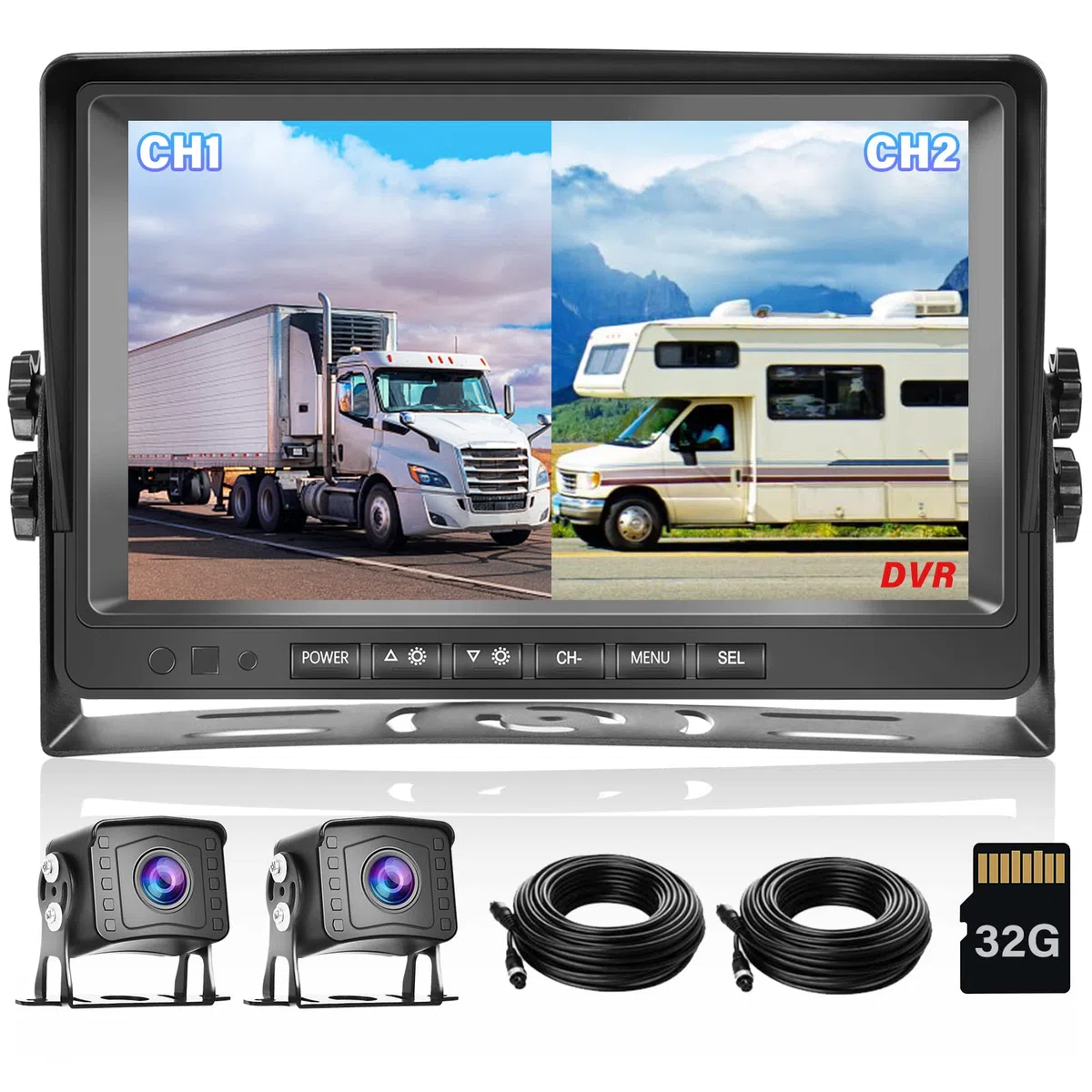 DVR 1080P Rückfahrkamera Set 9 Zoll LCD Monitor Weitwinkel Nachtsicht IP69 Wasserdicht Backup Kamera für LKW Anhänger Bus 12-35V