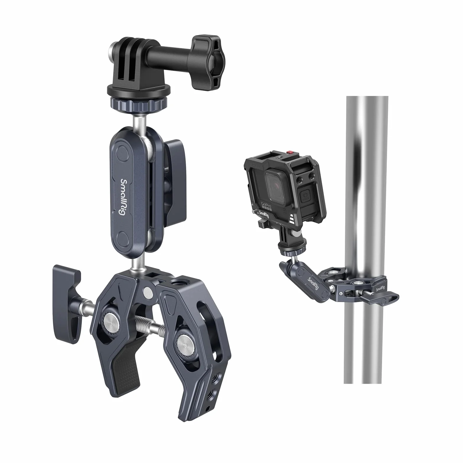 SMALLRIG Super Clamp Ballhead Magic Arm Camera Clamp mit Schnellwechseladapter für Gopro, krabbenförmige Monitorklemme mit 1/4"-20, 3/8"-16 Gewindelöchern für Gopro/DSLR-Kamera/Stabilisator - 3757B