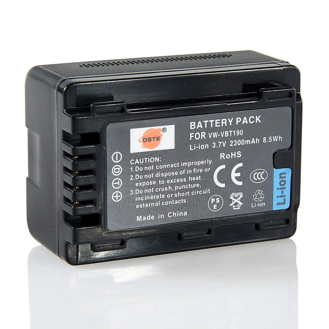 DSTE Ersatz Batterie Li-Ionen-Akku Compatible für VW-VBT190 und Panasonic HC-V270,HC-V380,HC-V510,HC-V520,HC-V520M,HC-V530,HC-V550,HC-V550M,HC-V710,HC-V720,HC-V720M,HC-V727,HC-V730