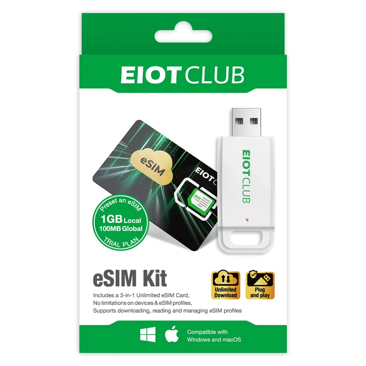 EIOTCLUB Physische eSIM-Karte & Kartenleser– Macht Ihr Smartphones eSIM-fähig, Unbegrenzte eSIM-Profil-Downloads, Daten-Roaming in in 200+ Ländern, Für Android, iPhone, Tablets, Laptops