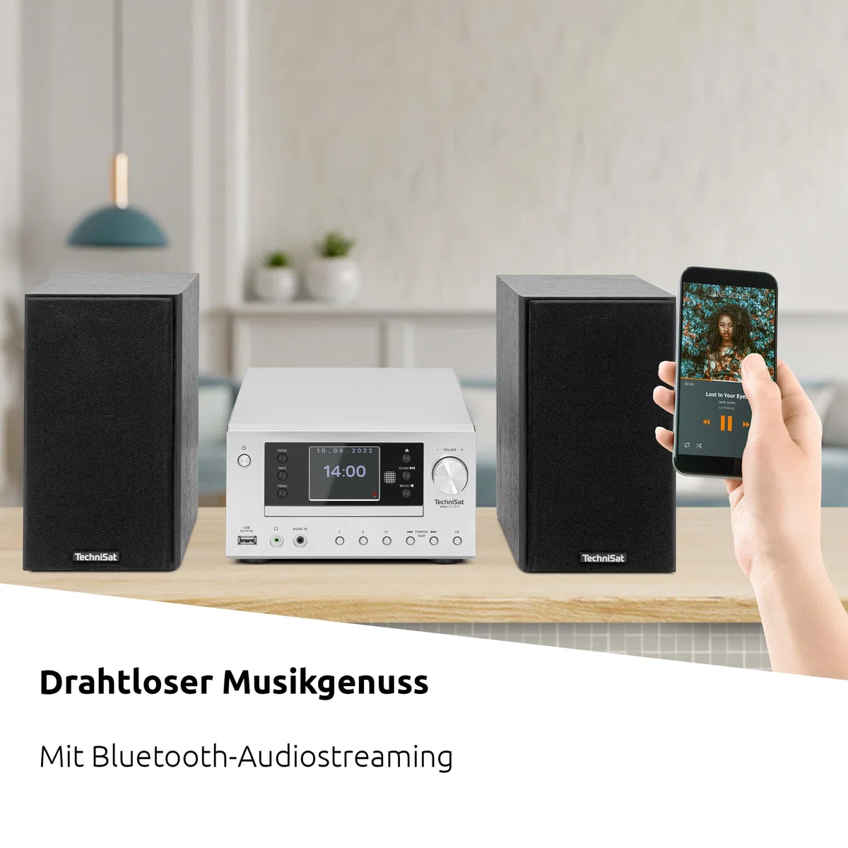 TechniSat VIOLA 710 CD IR - kompakte Hi-Fi-Anlage (Internetradio, DAB+, UKW, CD-Player, Bluetooth, 2x 20 Watt RMS Stereo-Boxen, Kopfhöreranschluss, Wecker, Sleeptimer, Kompaktanlage, Fernbedienung)