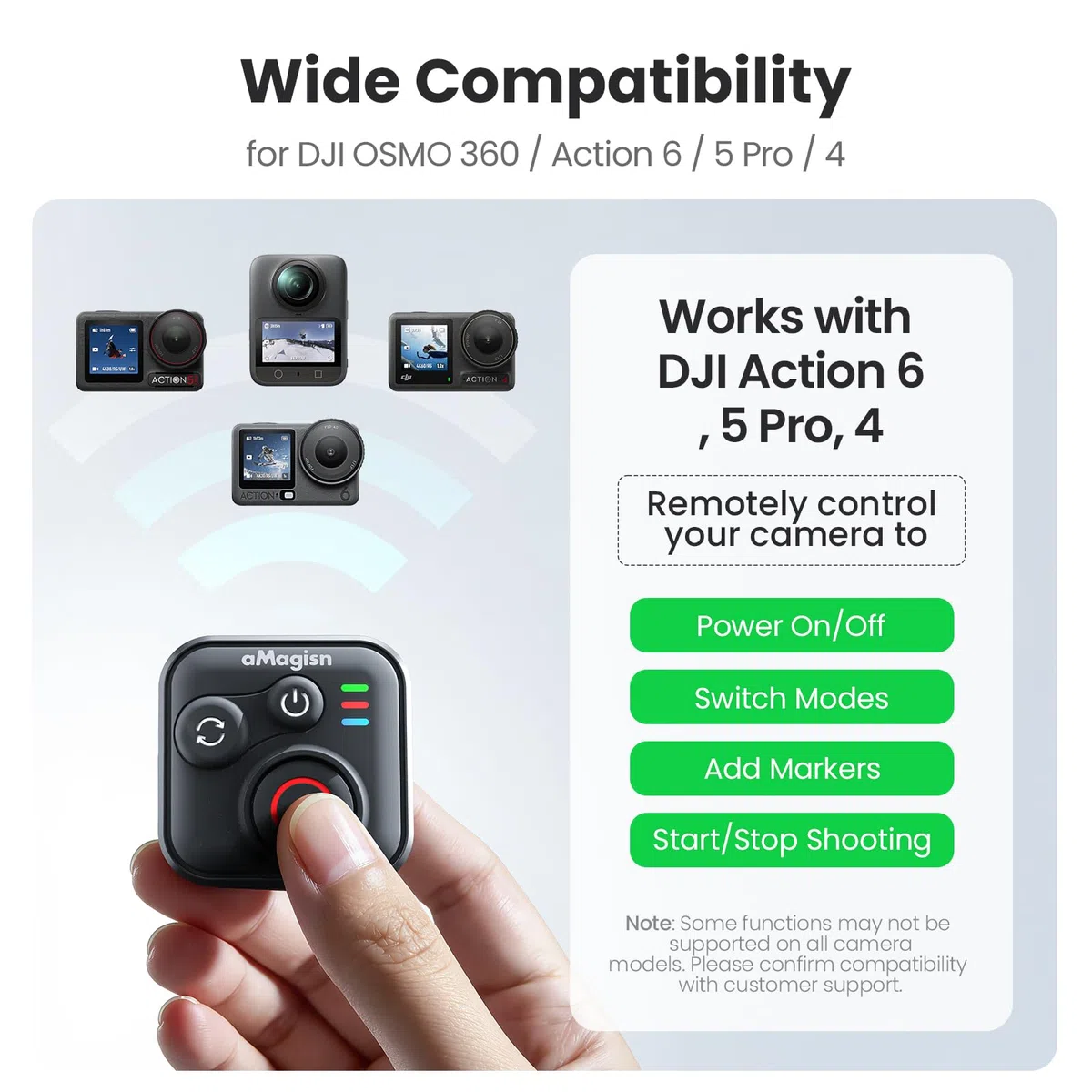Treeboy Bluetooth Remote Control for DJI OSMO 360/Action 6/5 Pro/4 Cameras and iOS Android Phones