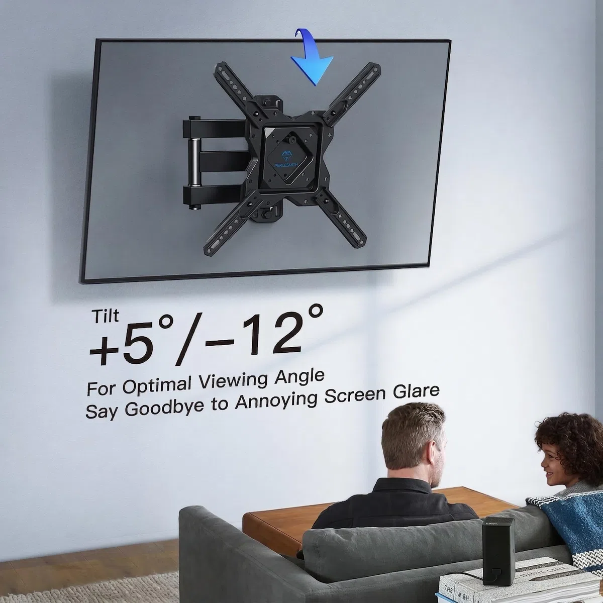 PERLESMITH TV Wandhalterung Schwenkbar Neigbar Wandhalterung Fernseher für 26-60 Zoll Flach & Curved Fernseher oder Monitor bis zu 35kg, TV Halterung Max.VESA 400x400mm