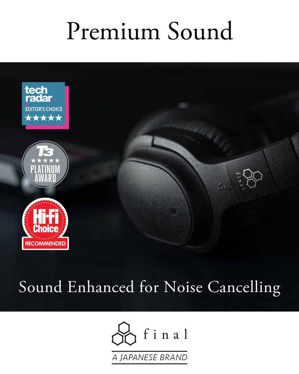final UX3000 Bluetooth-Kopfhörer, HiFi-Klangqualität, Hybrid-Geräuschunterdrückung, maximal 35 Stunden Musikwiedergabe, aptX niedrige Latenz, Multipoint-Verbindung, entworfen in Japan (Schwarz)