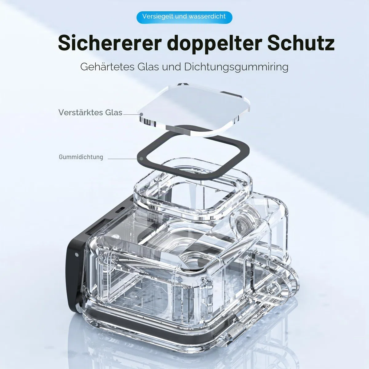 TELESIN Wasserdichtes Gehäuse für GoPro Hero 9, schwarz, 50 m Unterwasser-Unterwasser-Schutzhülle, transparente Schutzhülle mit Schnellverschluss-Halterung für GoPro HERO9 Action-Kamera, Schwarz