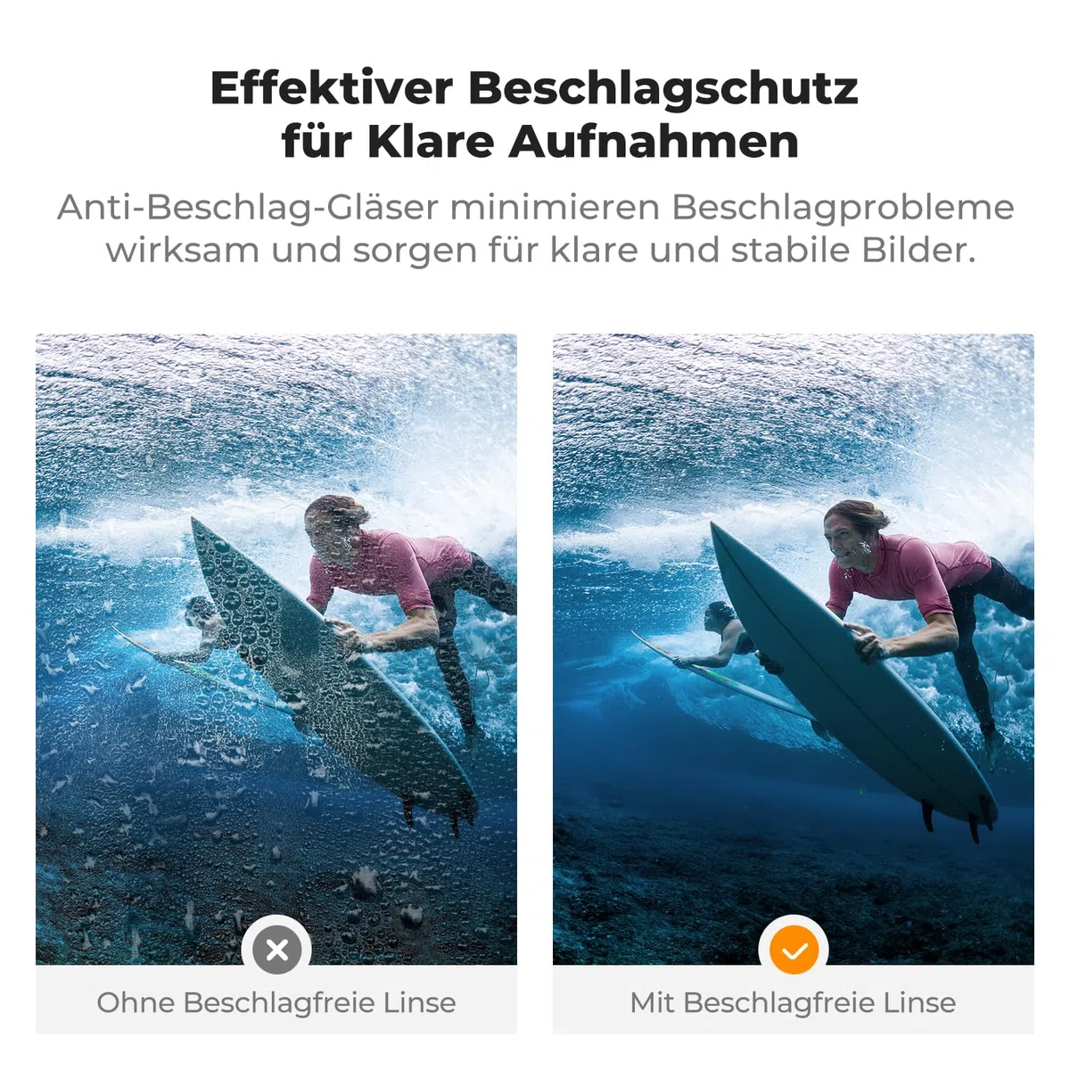 K&F CONCEPT 60 M/196 FT Wasserdichtes Gehäuse mit Schwimmendem Griff für DJI Osmo Action 6, Unterwassergehäuse mit Blitzschuhhalterung, Antibeschlagfolie Wasserresistente Tauchen Schutzhülle