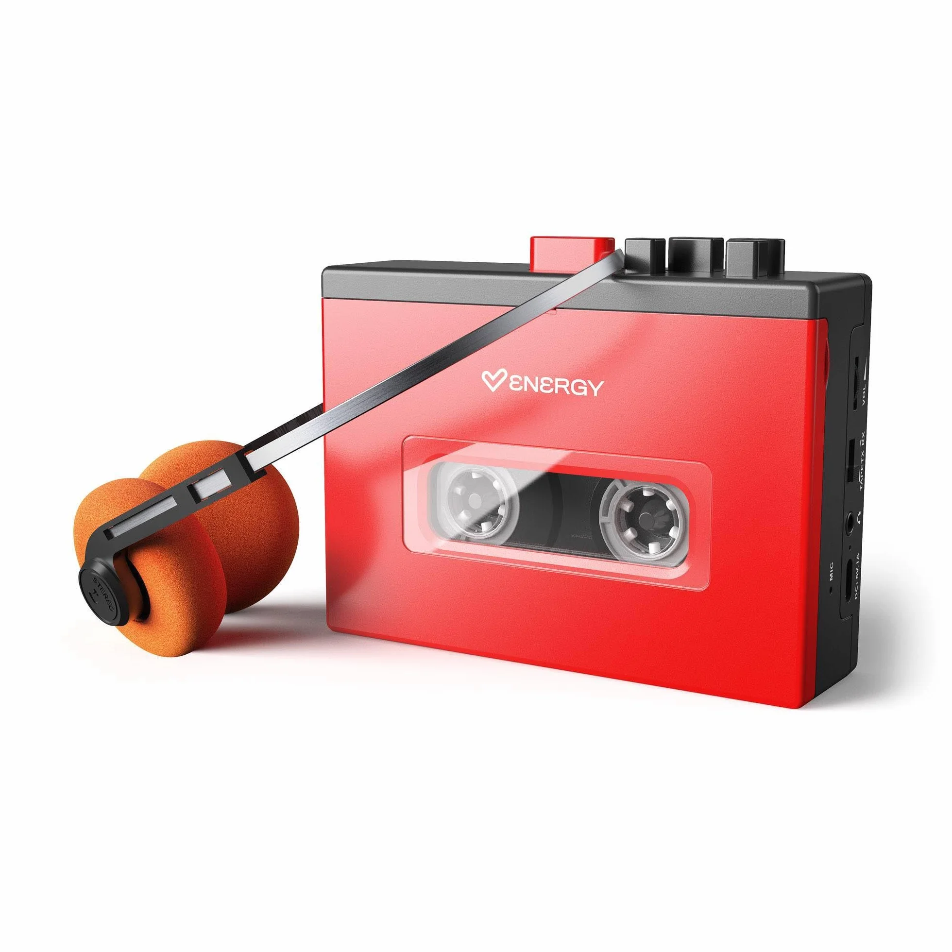 Energy Sistem Tragbarer Kassetten-Player, Bluetooth, In/Out, wiederaufladbarer USB-C-Akku, Lautsprecher und integriertes Mikrofon, analoger Retro-Sound, inklusive Vintage-Kopfhörern, Sprachaufnahme