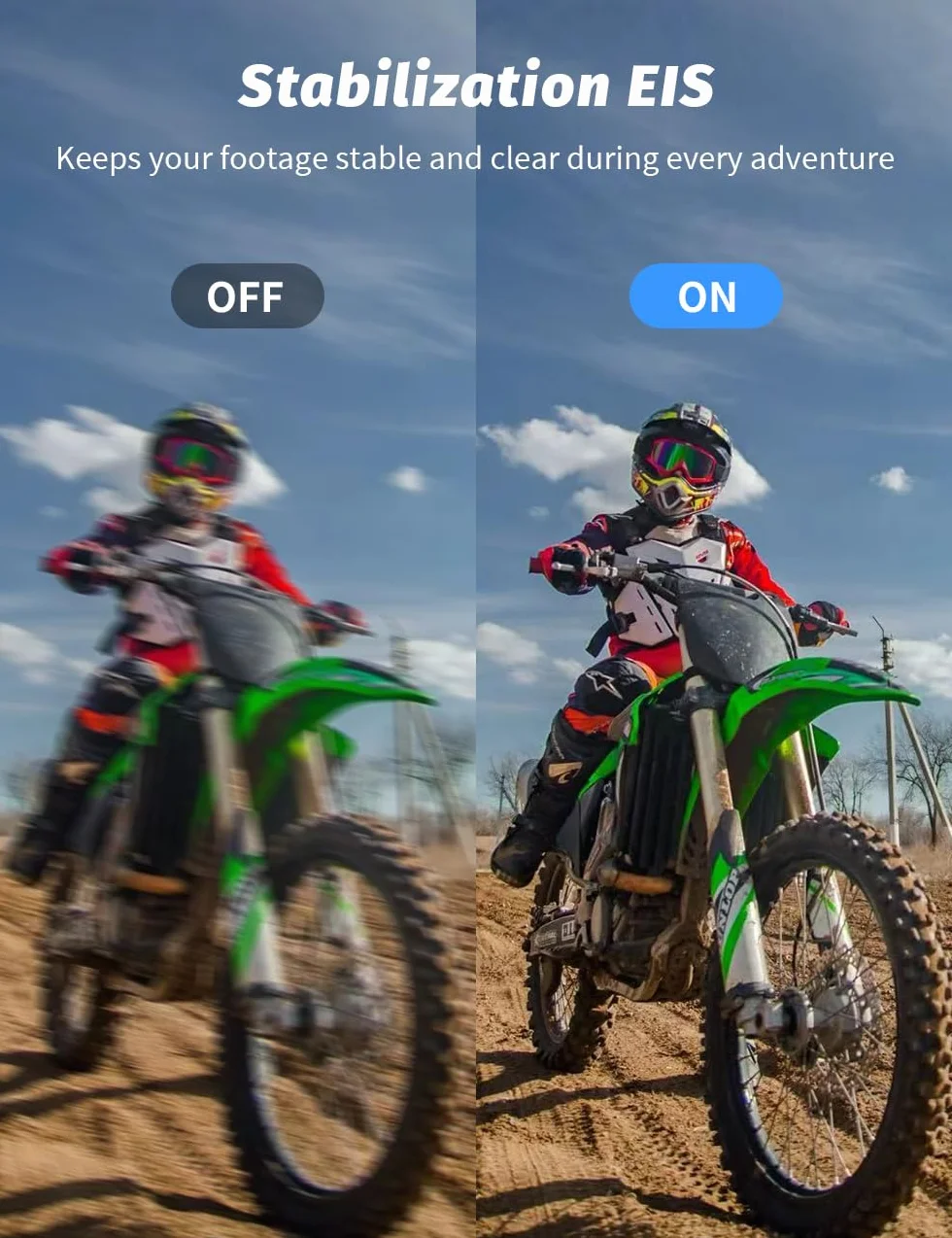 Apexcam X80Pro Action Cam 4K60FPS 64MP Doppelbildschirme EIS Stabilisierung WiFi Sportkamera Unterwasserkamera 40m Wasserdicht 8X Zoom Fernbedienung 2x1350mAh Akkus Zubehör-Set