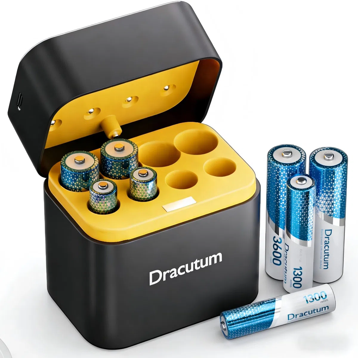 wiederaufladbar Lithium Batterien, (4 AA & 4 AAA) mit Batterieladegerät, 3600mWh AA Akkus & 1300mWh AAA Akkus Hohe Kapazität 1.5V, 2000 Zyklen Lang anhaltende Li-Ion Batterien