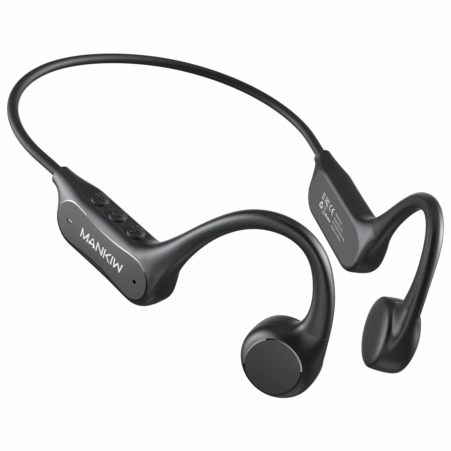 MANKIW Knochenschall Kopfhörer Bluetooth 6.0, Open Ear Sportkopfhörer, Typ-C Schnellladung, IPX5 Wasserdicht Bone Conduction Headphones für Laufen, Fitness, Autofahren