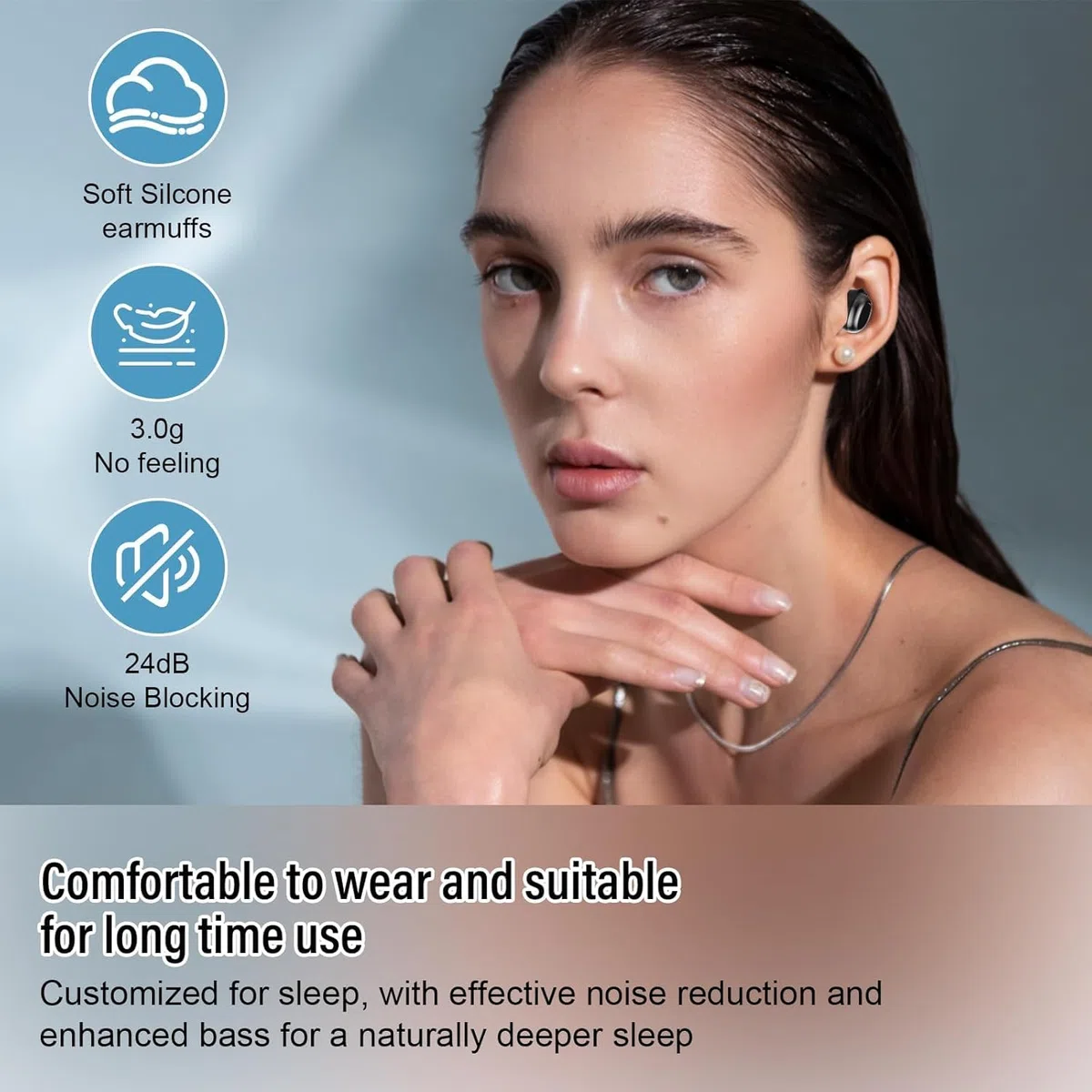Schlafkopfhörer Bluetooth 5.4, 2026 Mini In Ear Kopfhörer Kabellos für Seitenschläfer, 47Std Spielzeit Sleep Earbuds mit LED-Anzeige, Passive Geräuschisolierung, HiFi Stereo Ohrhörer für Schlaf/Reise