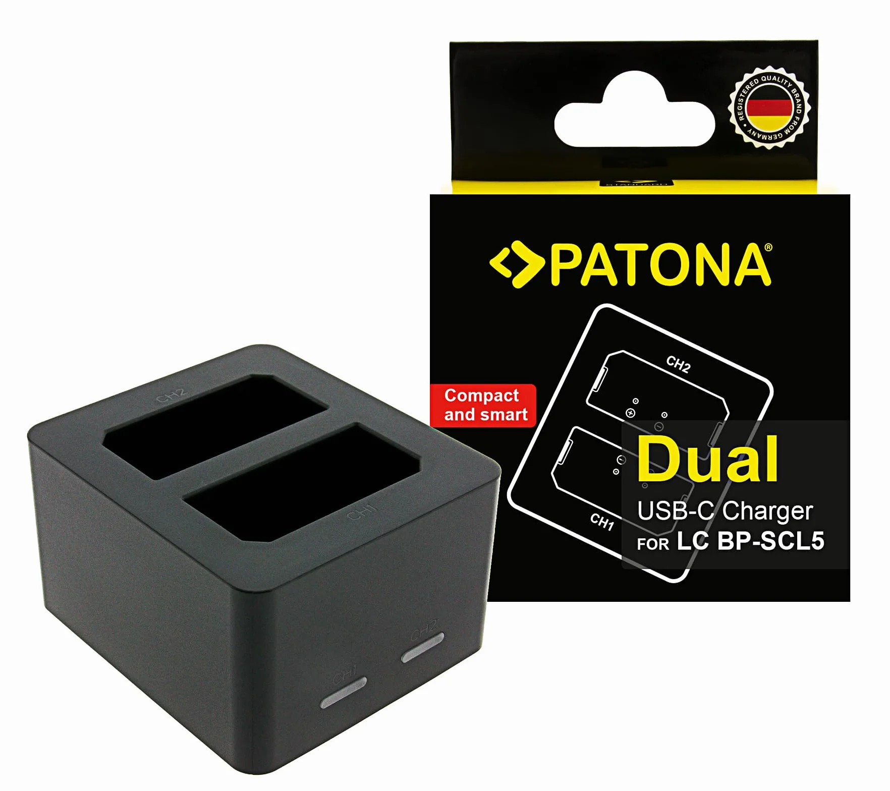 PATONA Dual Ladegerät USB-C für Leica BP-SCL5 / 24003 Akku – für Leica M10, M10-P, M10-R – lädt 2 Akkus gleichzeitig, mit LED-Anzeige und Überladeschutz – nur 64 g leicht, ideal für Reisen